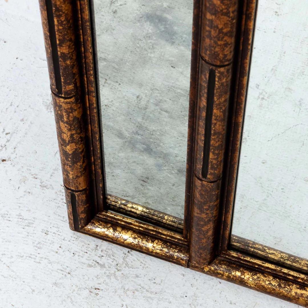 Hollywood Regency Faux Bamboo Mirror With Tortoise Shell Finish For Sale