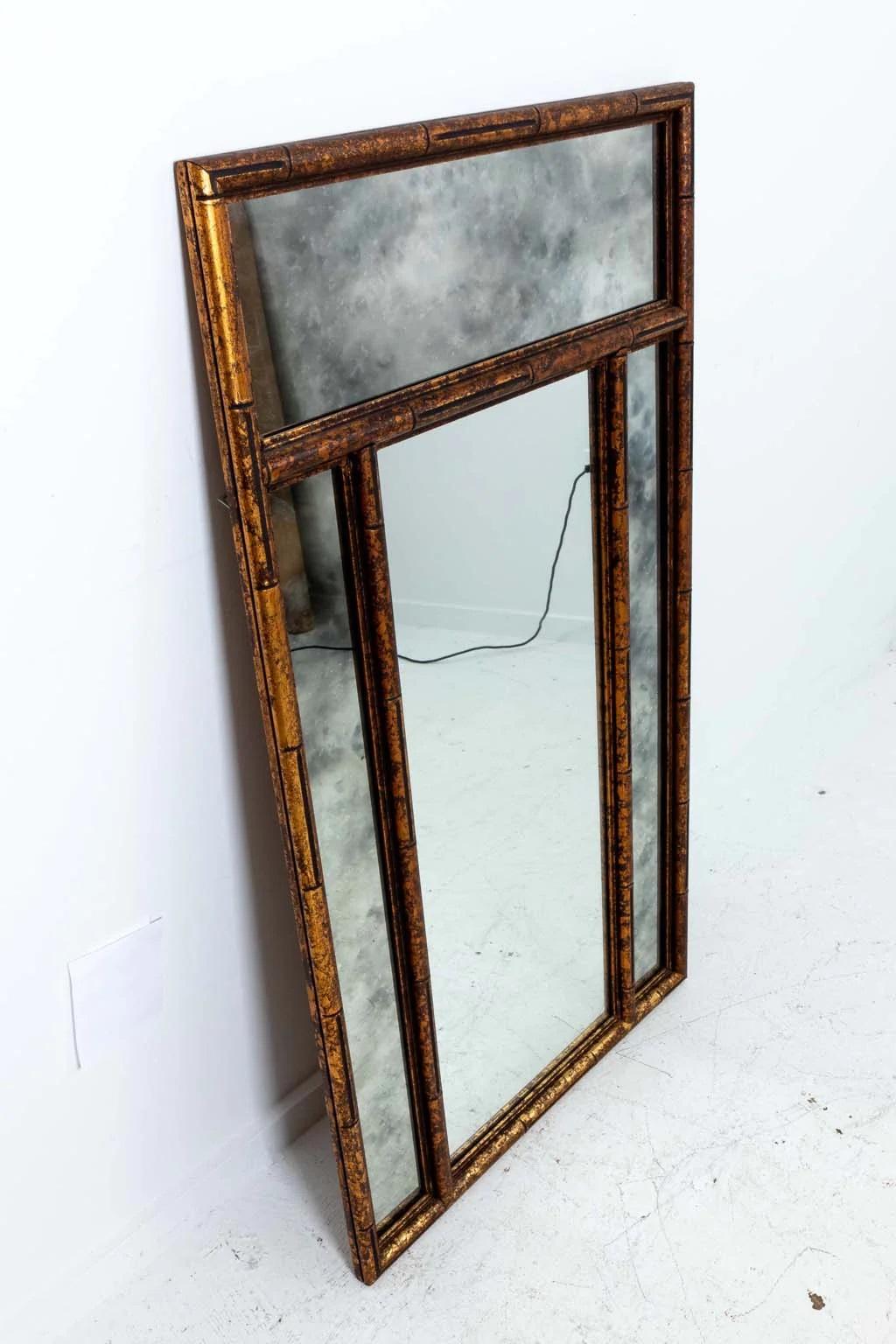 Gilt Faux Bamboo Mirror With Tortoise Shell Finish For Sale
