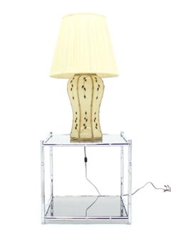 Faux Bamboo Motive Art Pottery Decorated Mid-Century Modern Ceramic Lamp MITN!