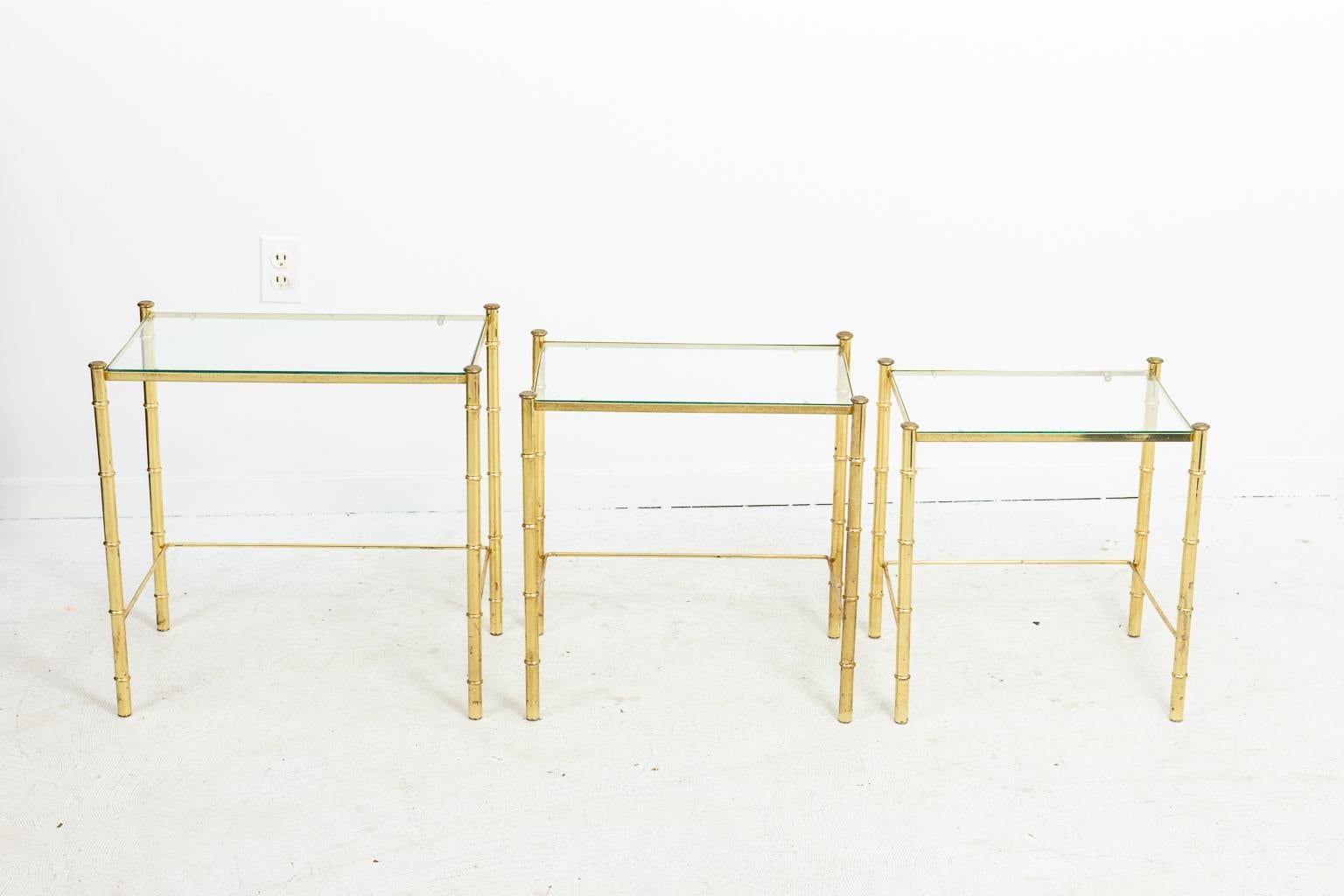 Faux Bamboo Nesting Tables In Good Condition For Sale In Stamford, CT