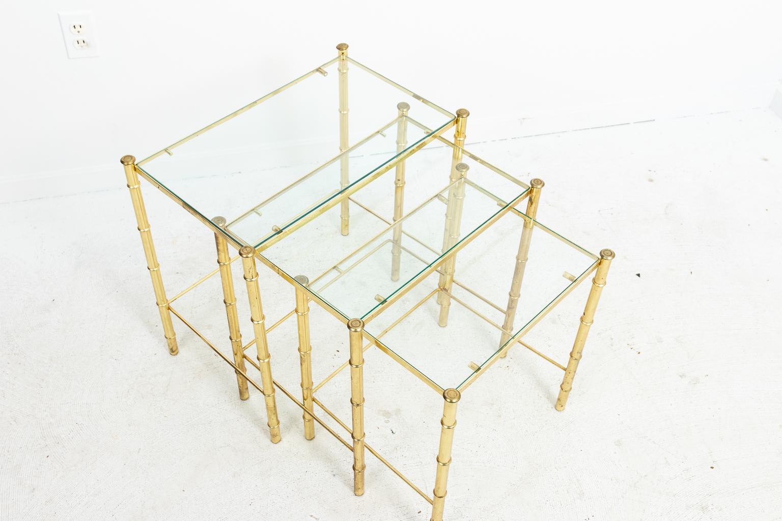 Late 20th Century Faux Bamboo Nesting Tables For Sale