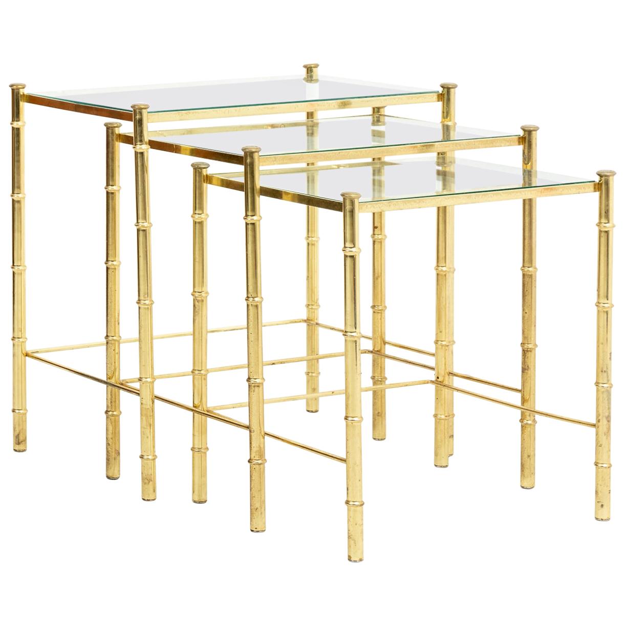 Faux Bamboo Nesting Tables For Sale