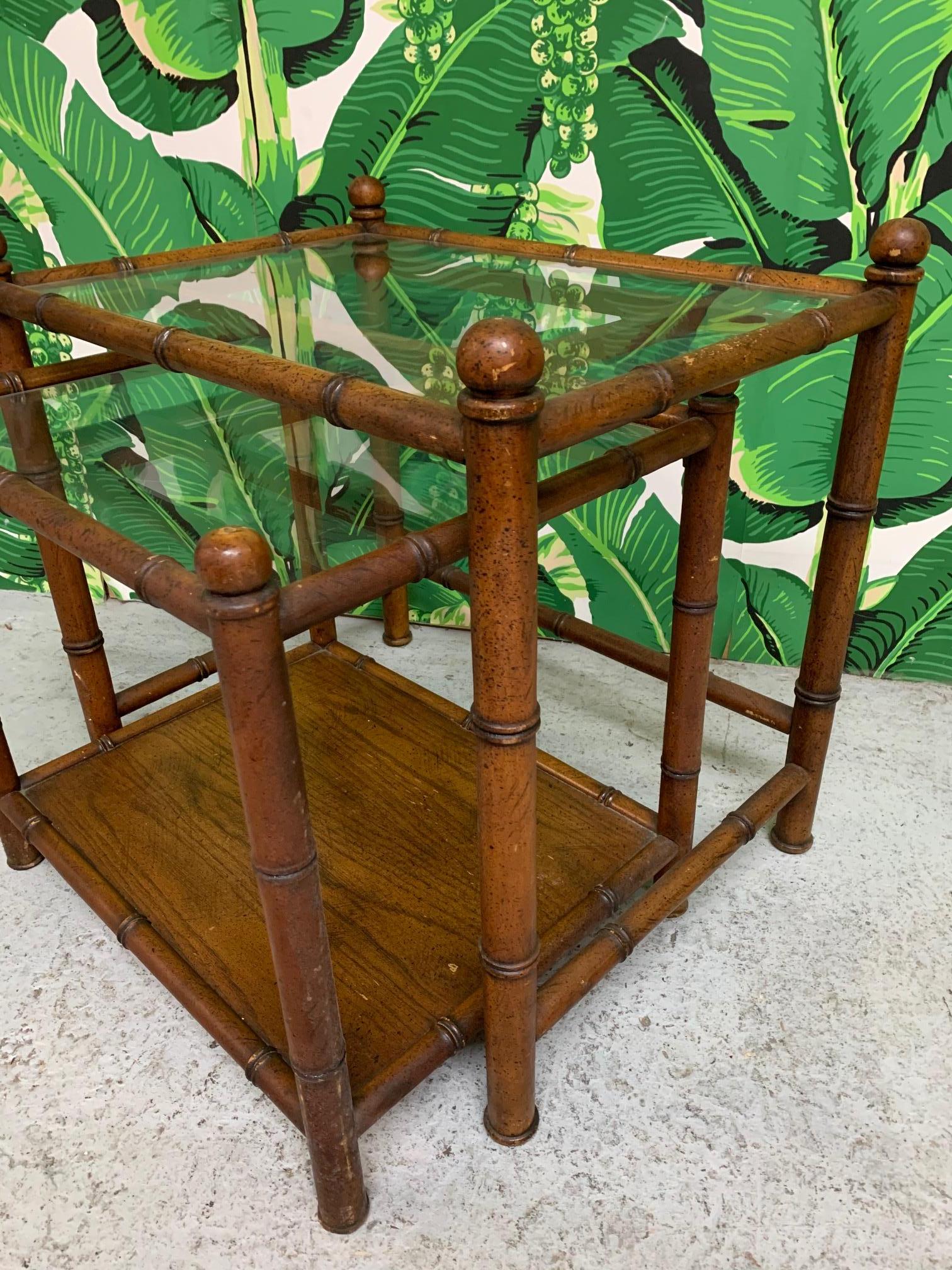 Mid-Century Modern Faux Bamboo Nesting Tables, Set of 2