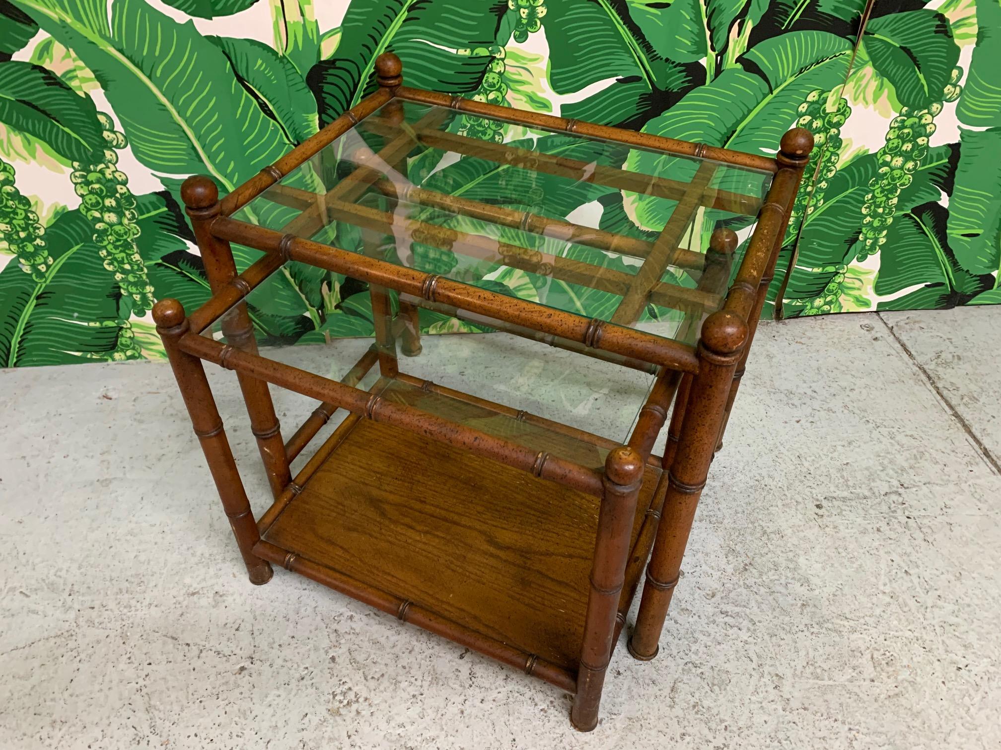 Faux Bamboo Nesting Tables, Set of 2 In Good Condition In Jacksonville, FL