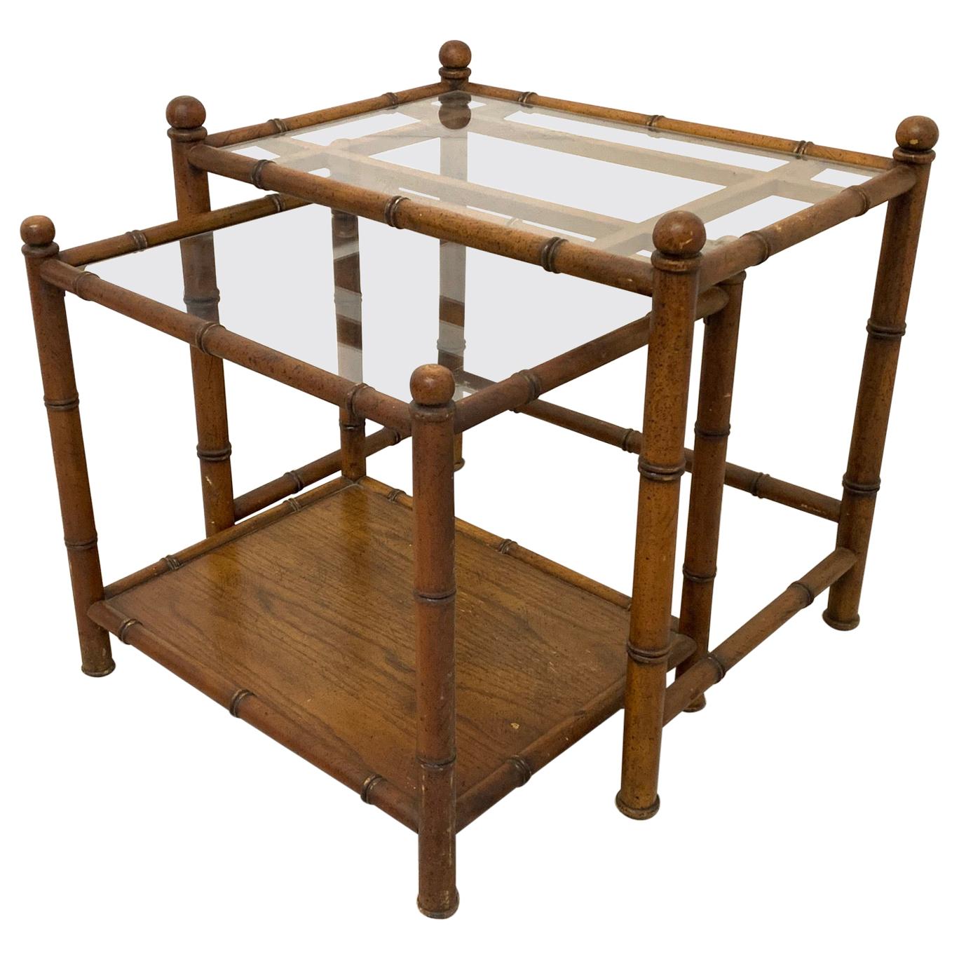 Faux Bamboo Nesting Tables, Set of 2