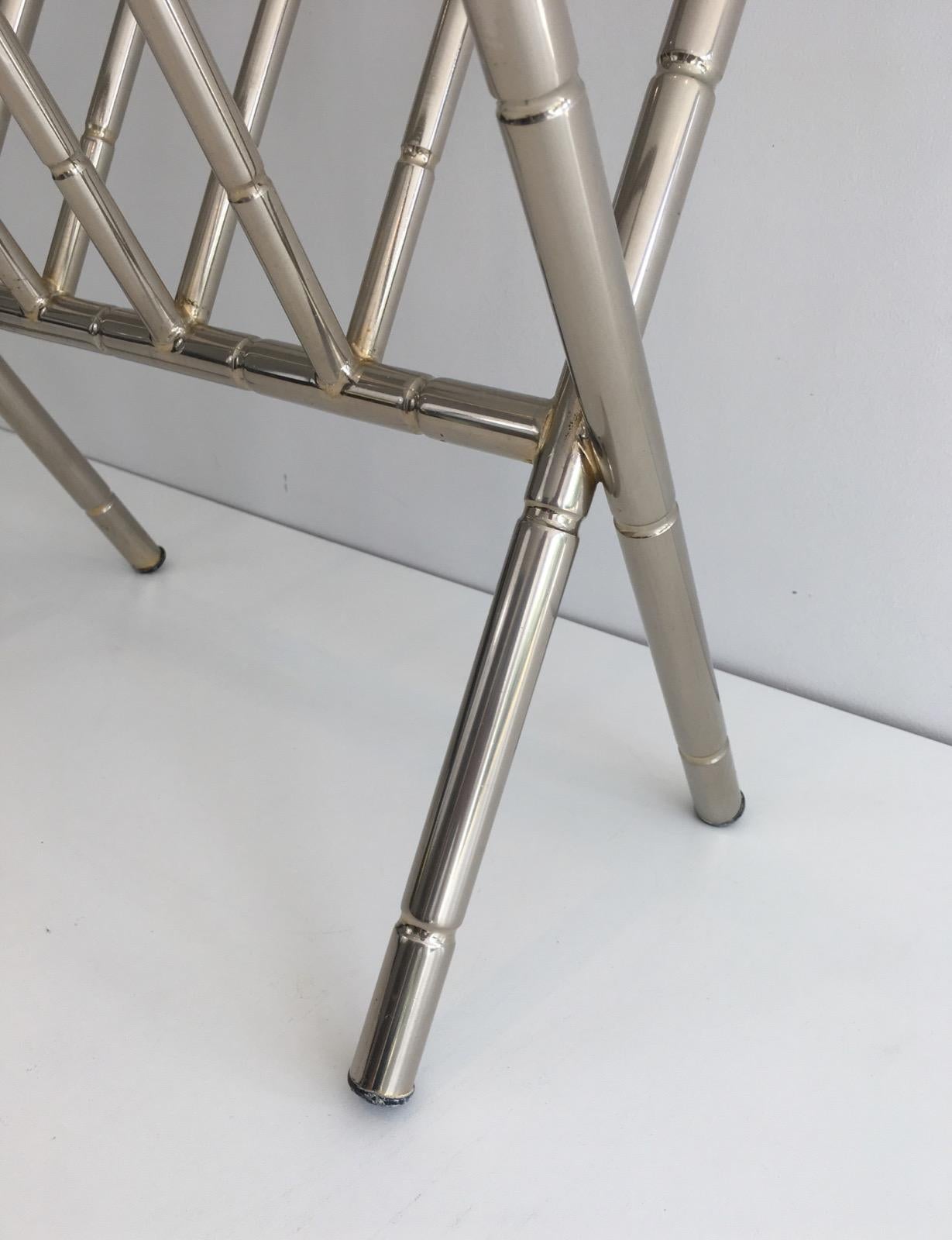 Nickel Portariviste in finto legno di nichel nello stile di Jacques Adnet in vendita