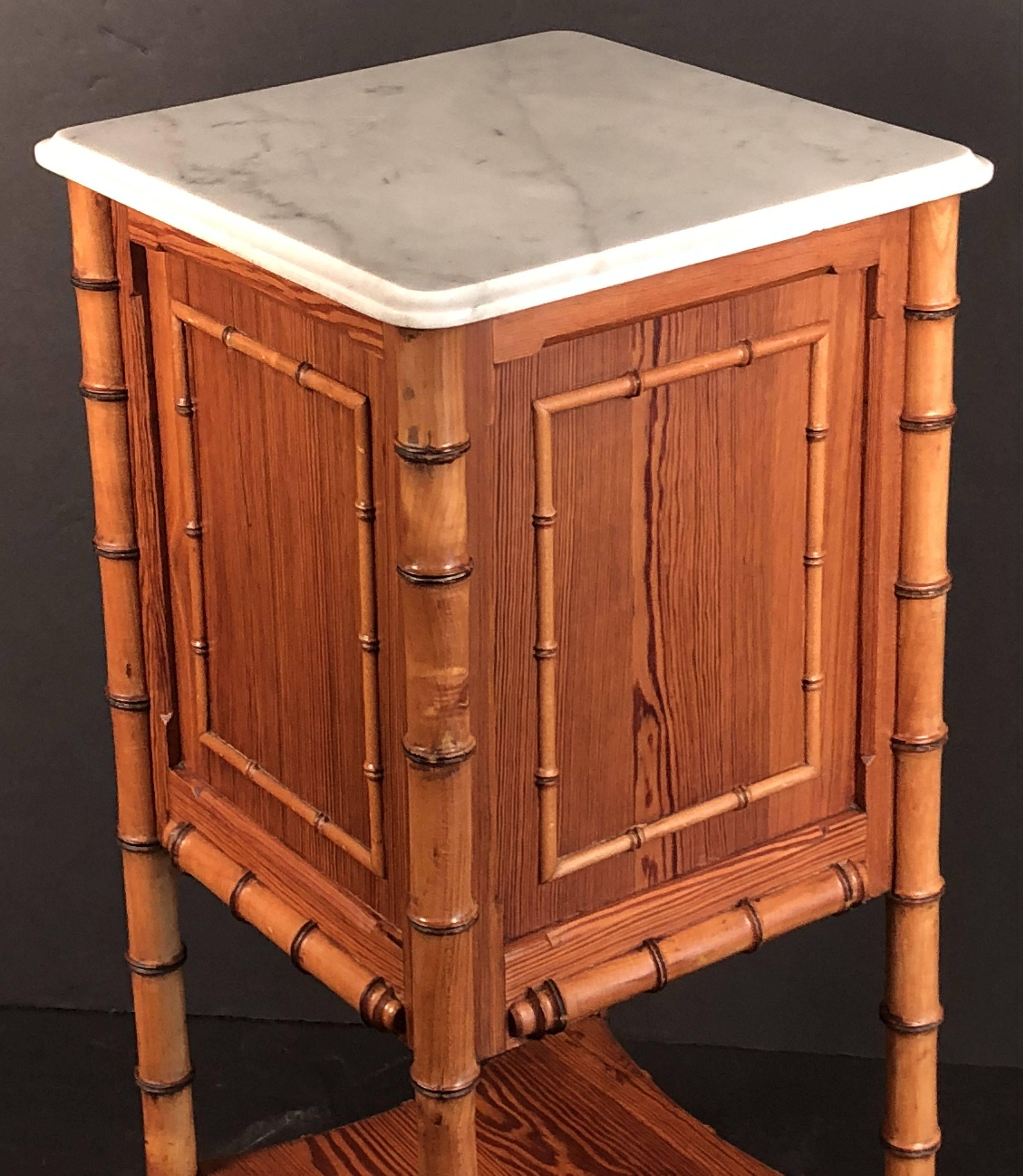19th Century Faux Bamboo Nightstand or Bedside Table