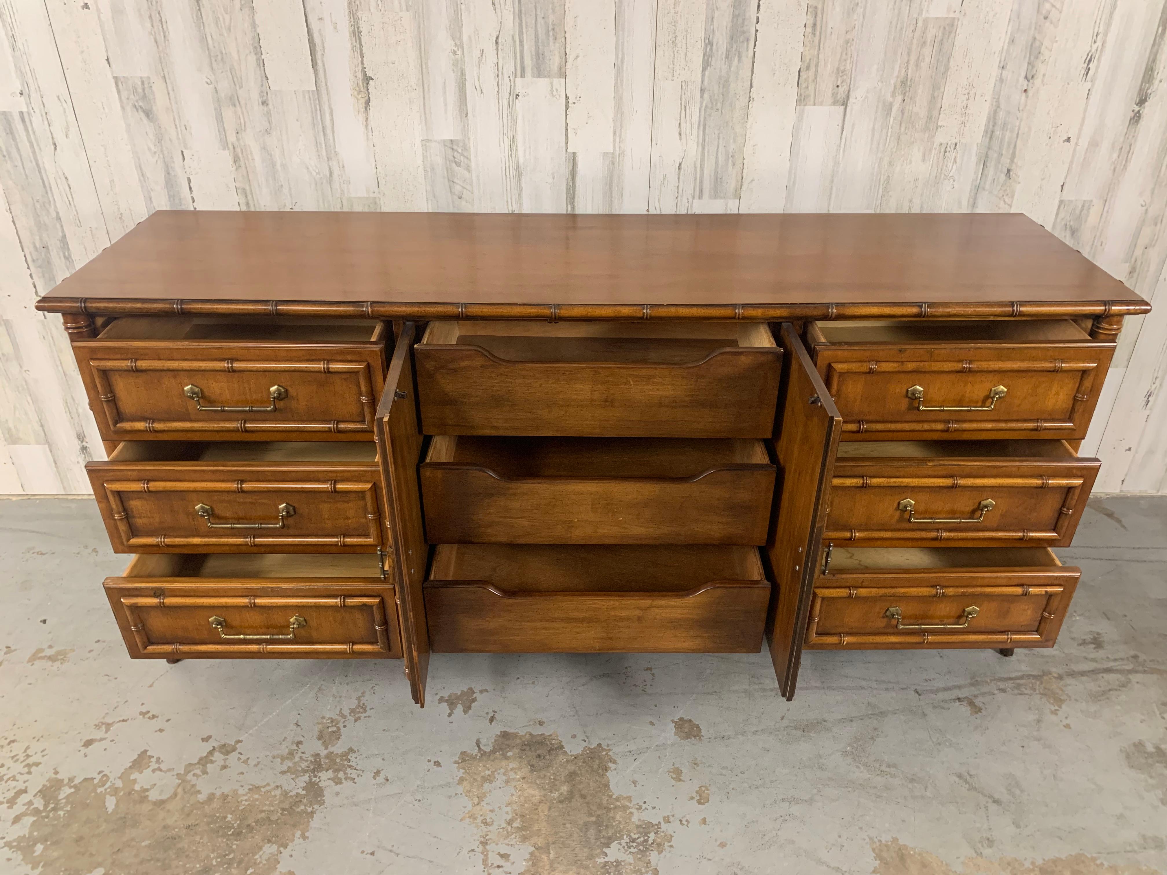 Faux Bamboo Nine Drawer Dresser 6