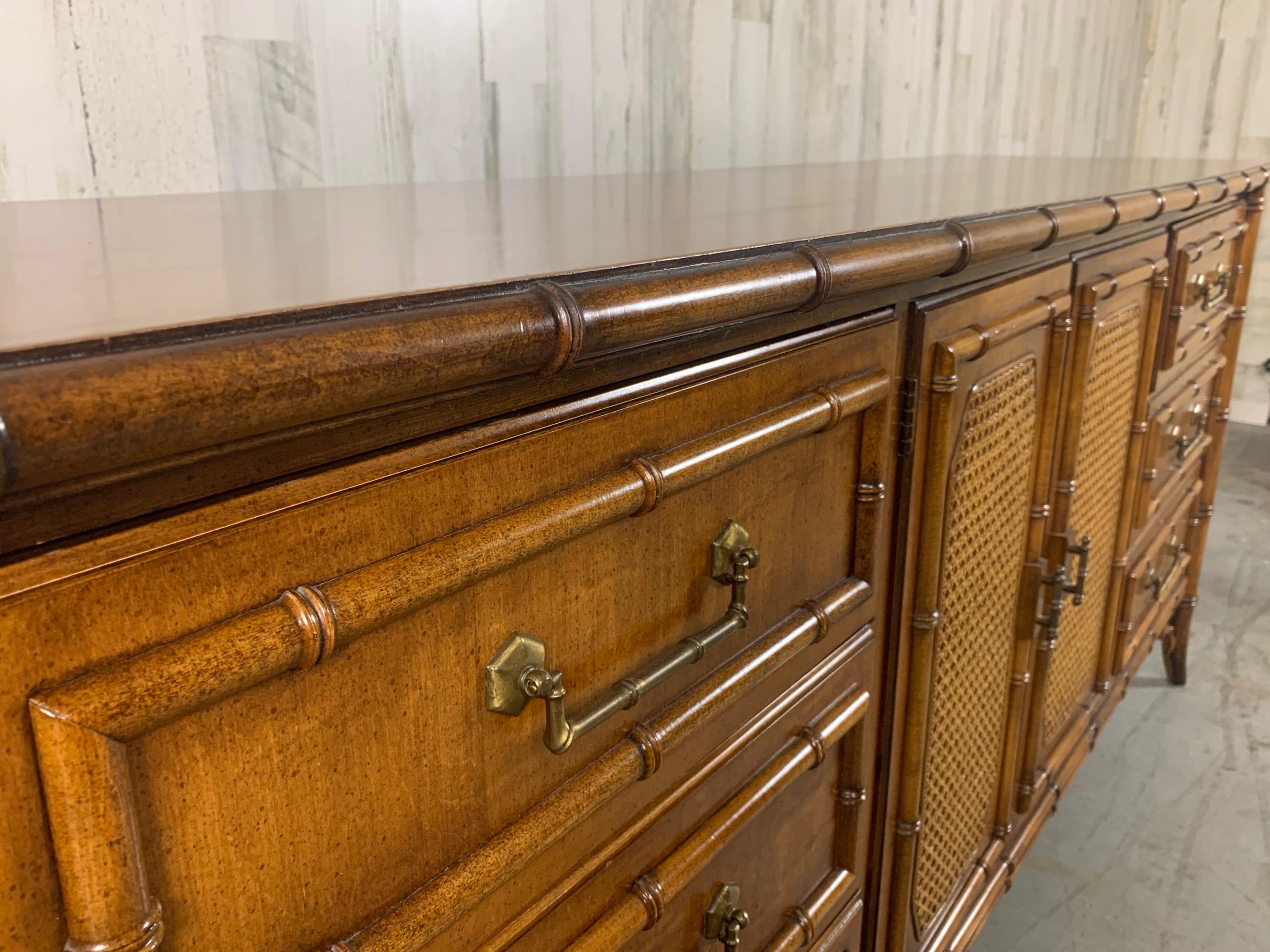 Faux Bamboo Nine Drawer Dresser 8