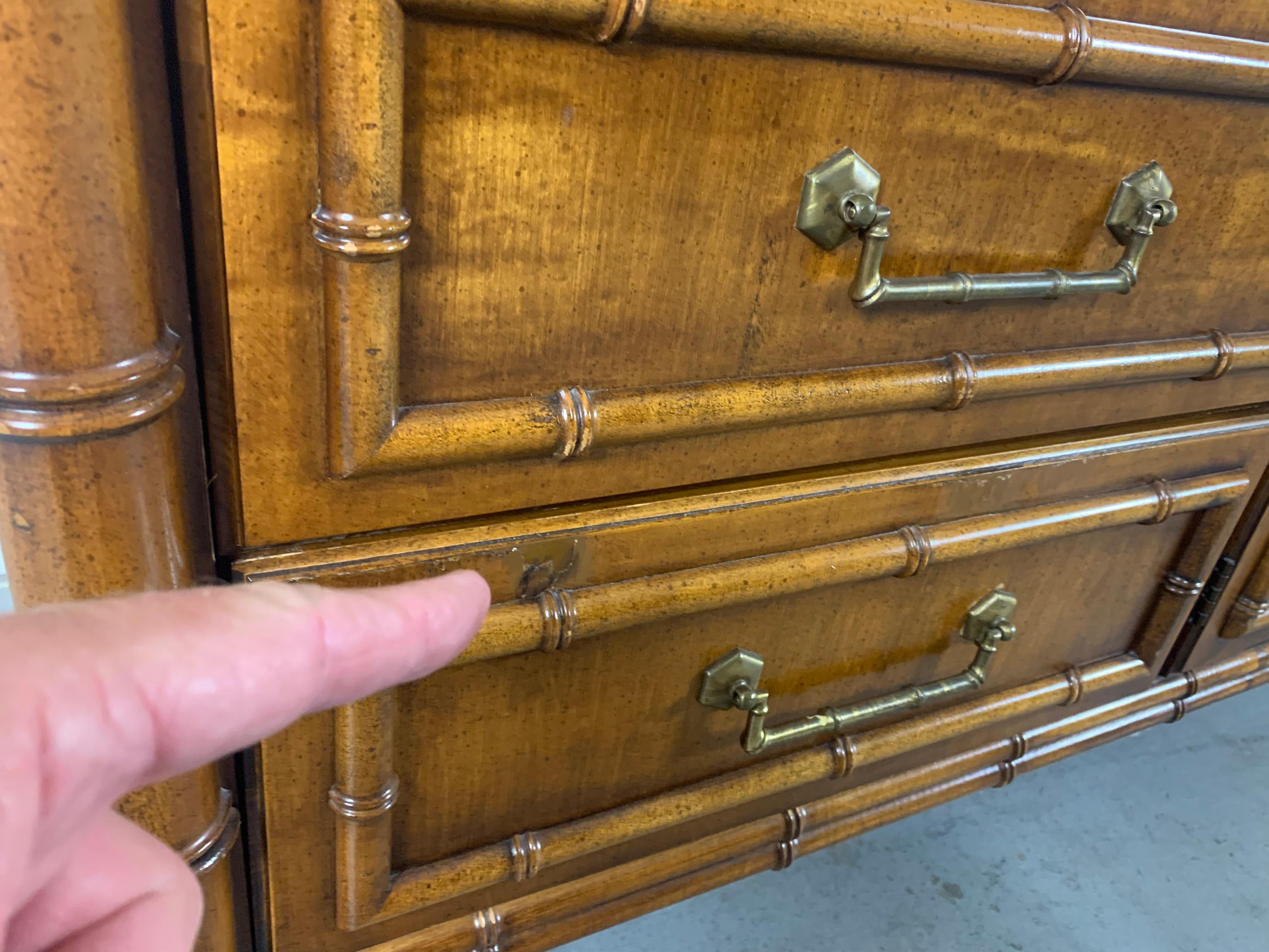 Faux Bamboo Nine Drawer Dresser 12