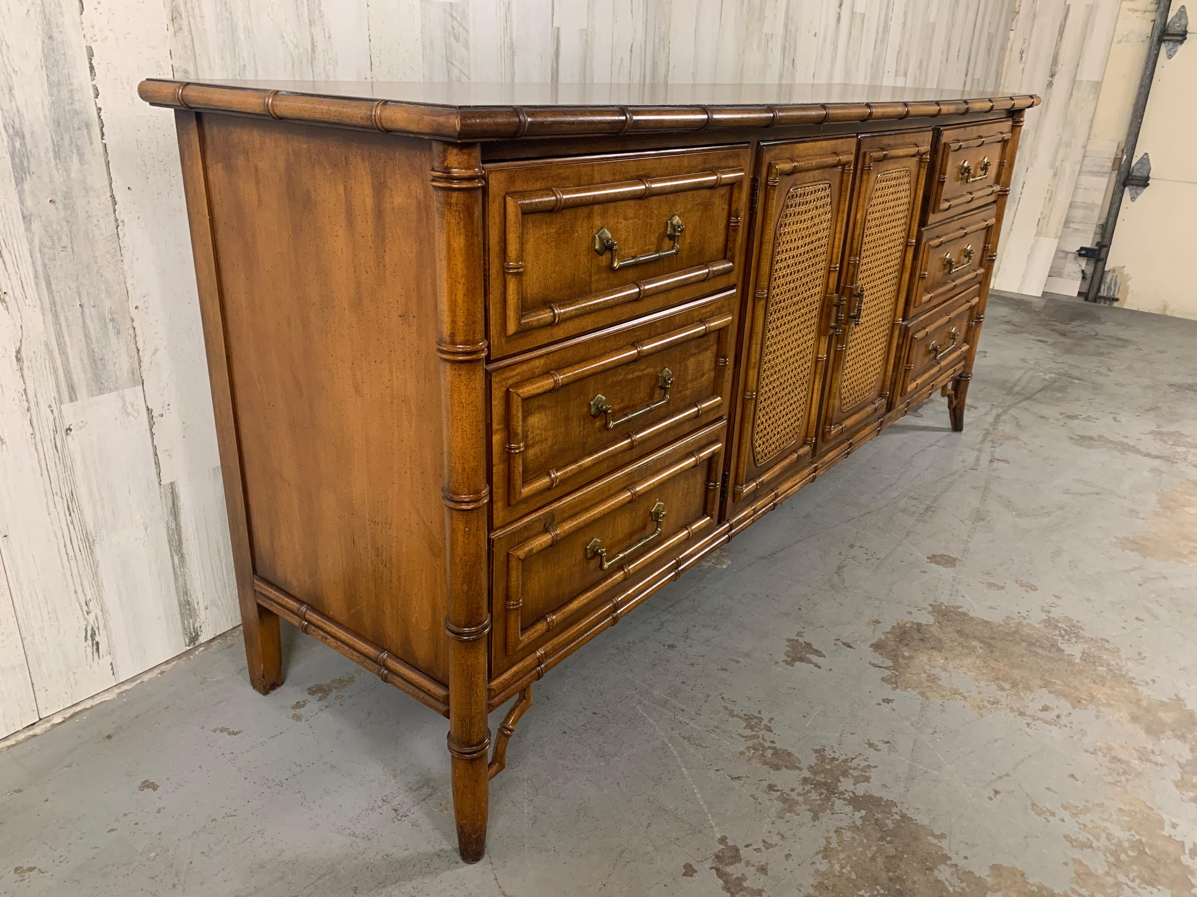 Faux Bamboo Nine Drawer Dresser 1