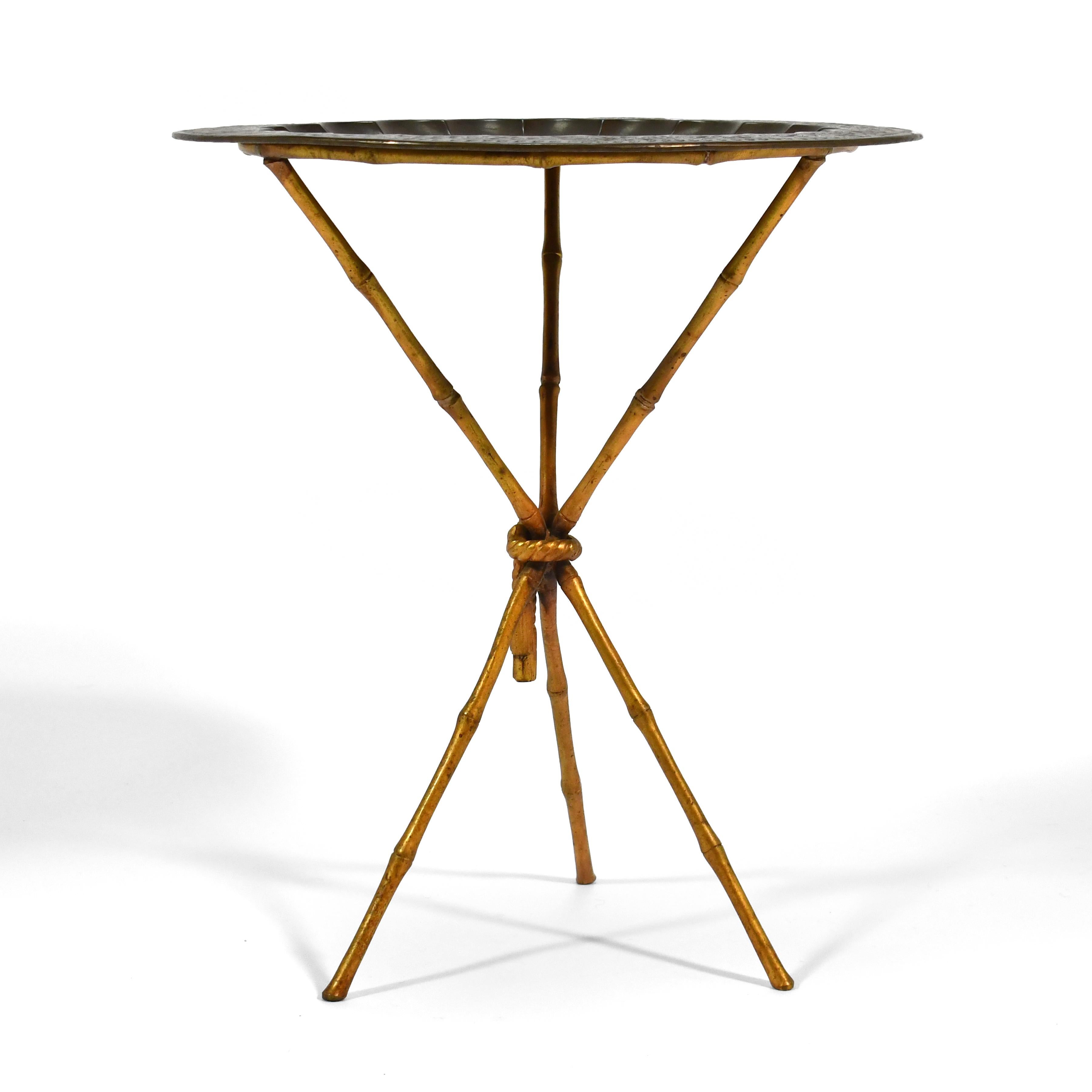 American Faux Bamboo Occasional Table For Sale
