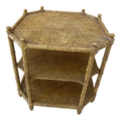 Faux Bamboo Octagon Walnut Chinese Chippendale Occasional Table Attr. Baker