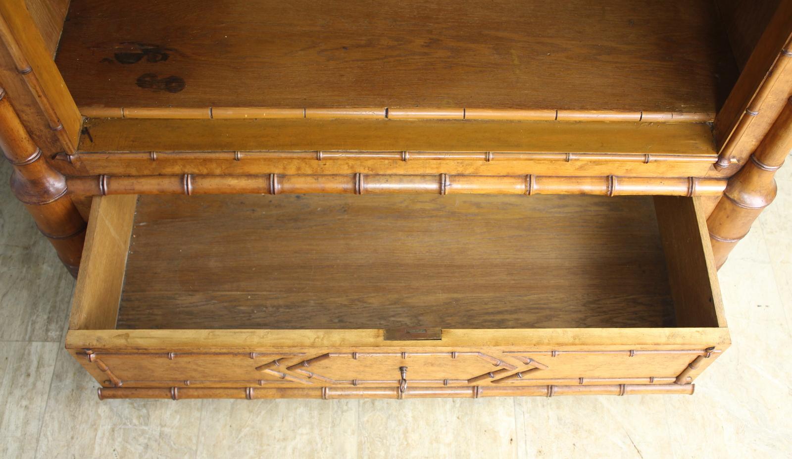 Faux Bamboo Open Bookcase with Bird's Eye Maple Panels 2