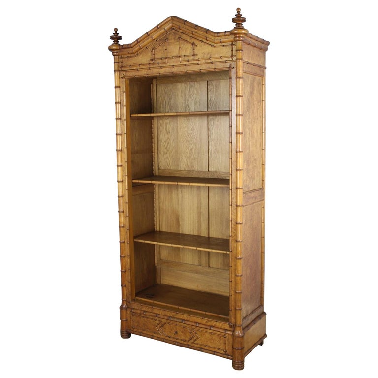 Faux Bamboo Open Bookcase With Bird S, Antique Maple Bookcase