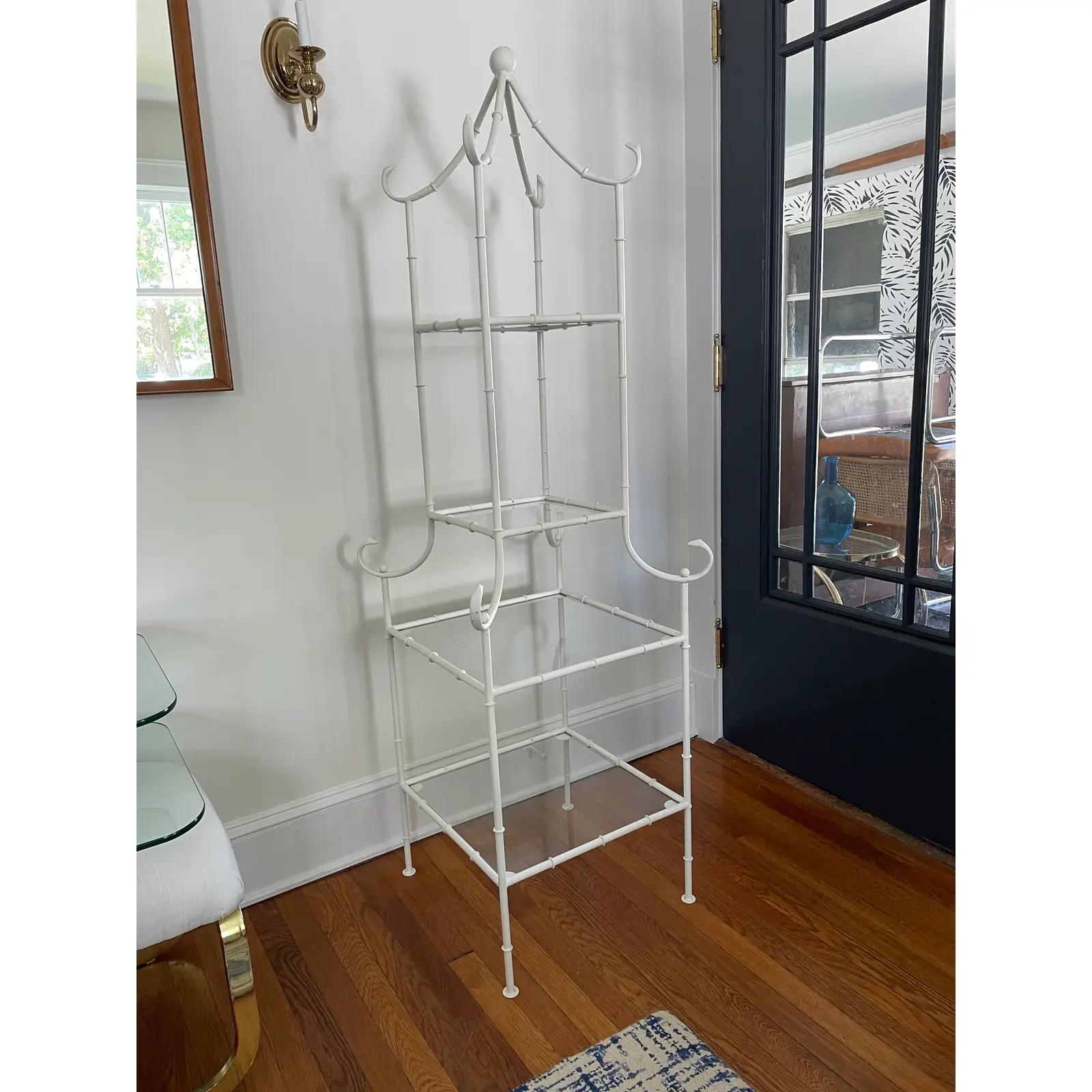 Mid-Century Modern Faux Bamboo Pagoda Etagere For Sale