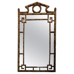 Faux Bamboo Pagoda Mirror with Greek Key Motif