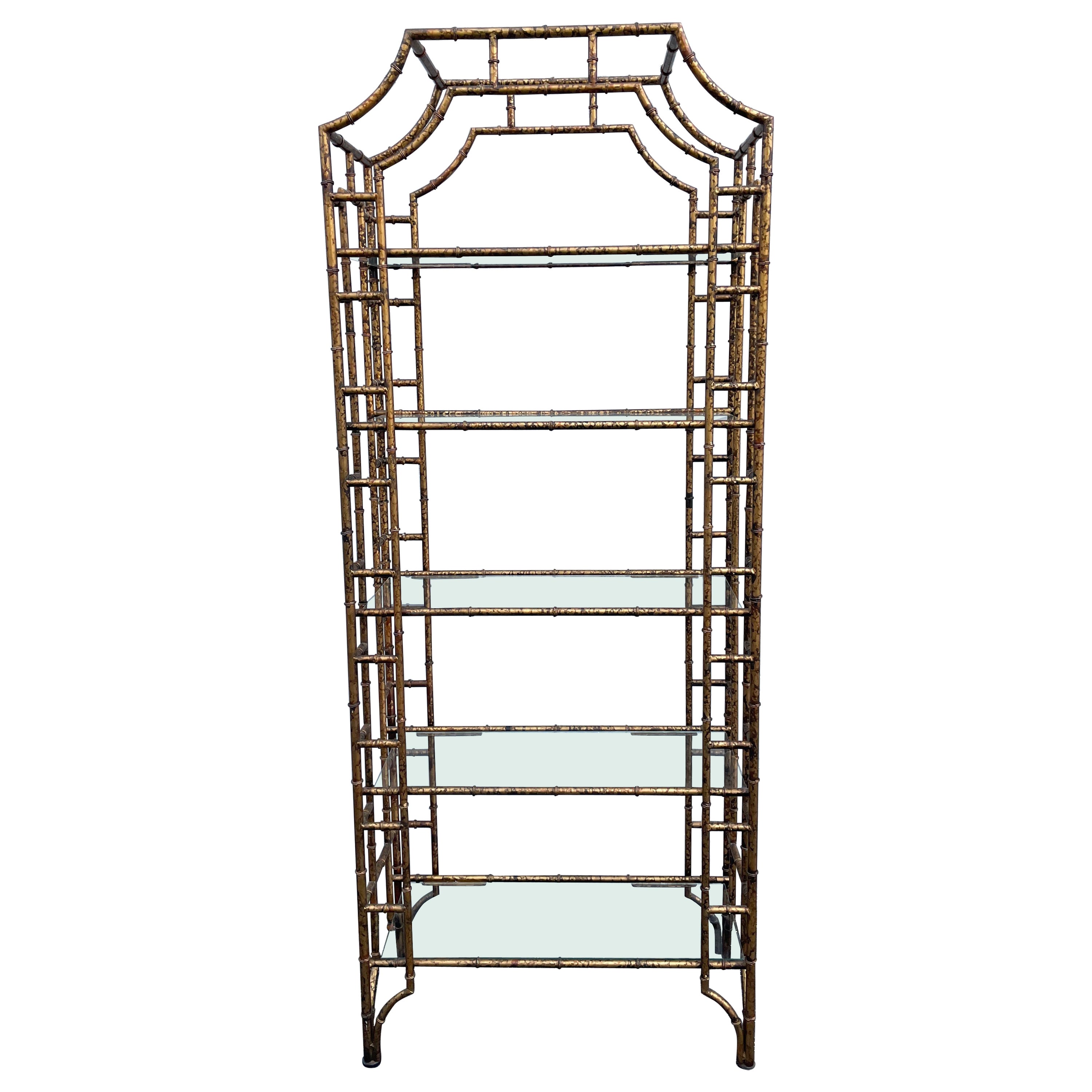 Faux Bamboo Pagoda Style Etagere