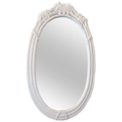 Faux Bamboo Pagoda Wall Mirror Newly Lacquer White Palm Beach