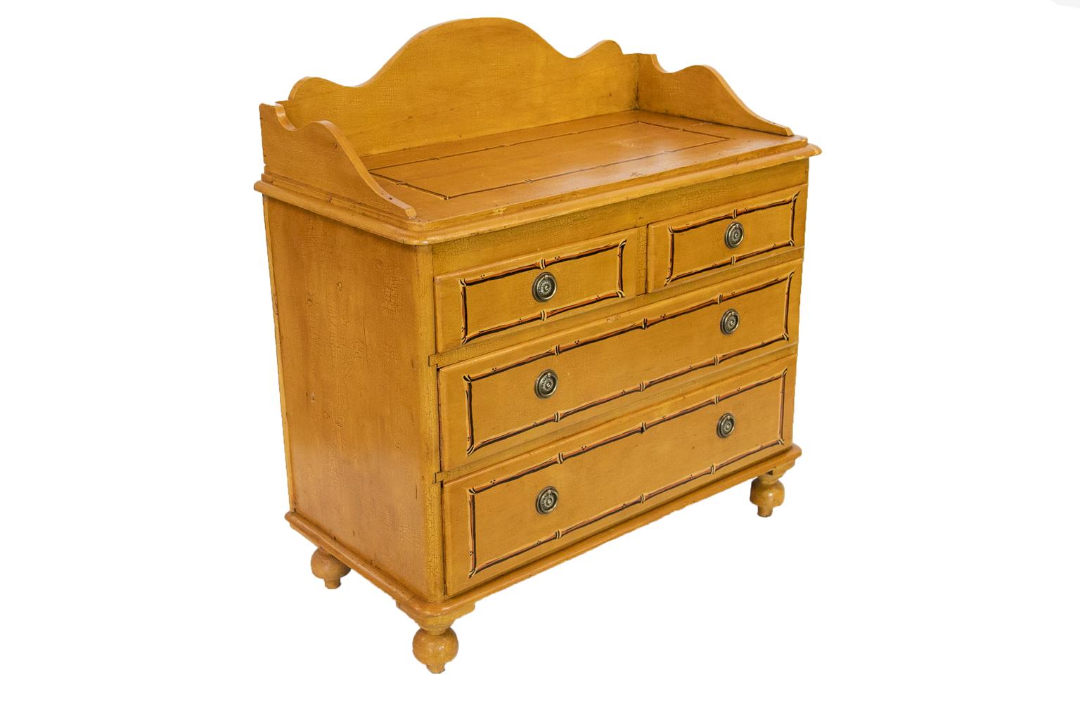 Brass Faux Bamboo Painted Chest
