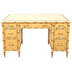 Faux Bamboo Painted Knee Hole Desk