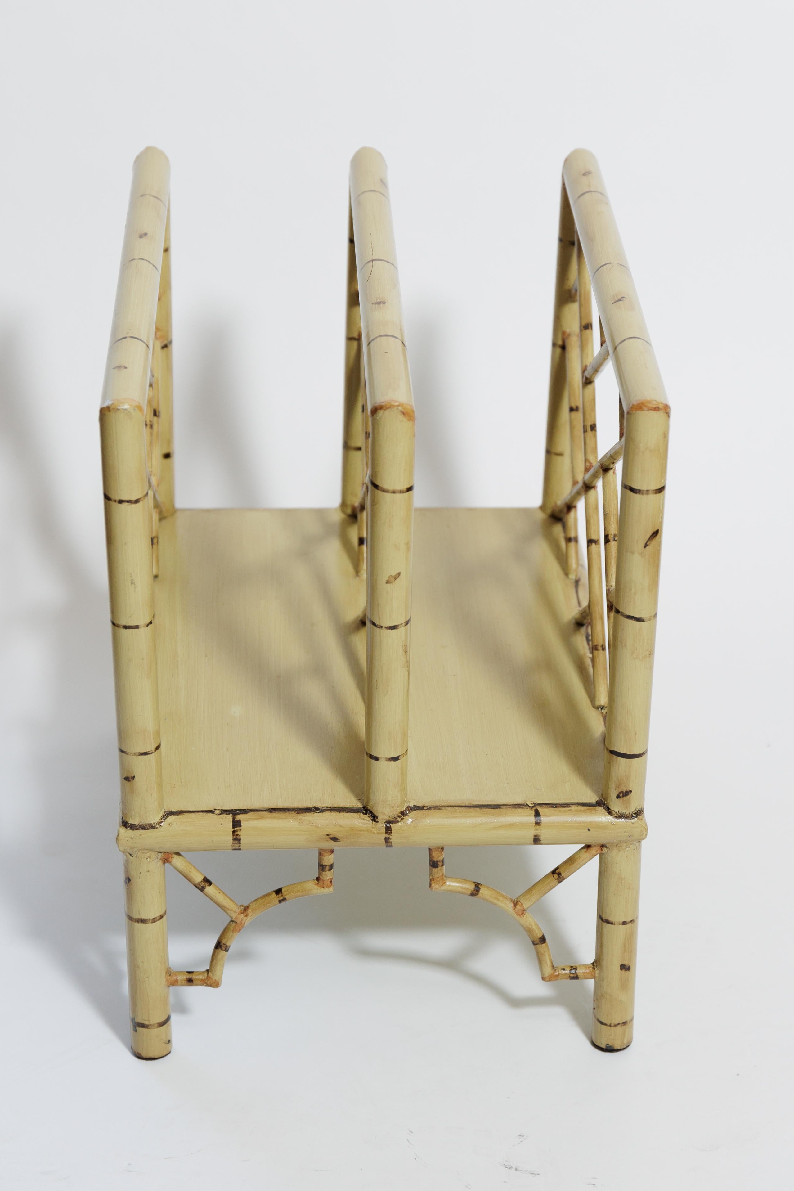 Hand-Painted Faux Bamboo Painted Metal Magazine Rack For Sale