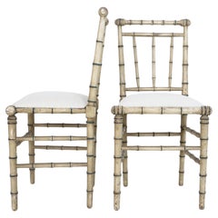 Faux Bamboo Painted Napoleon III Side Chairs, a Pair