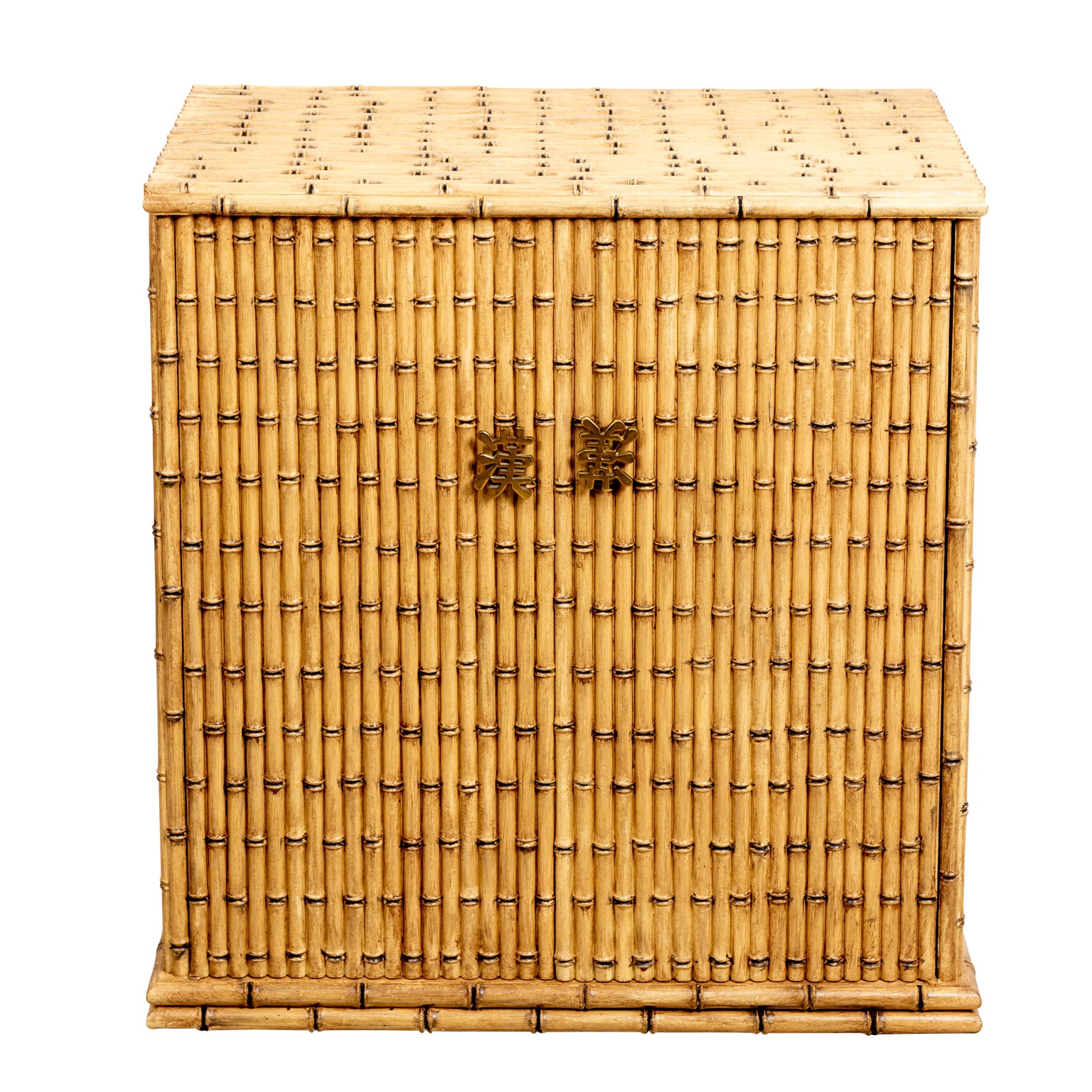 Faux Bamboo Painted Two Door Cabinet For Sale