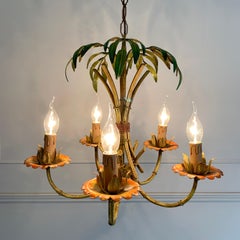 Faux Bamboo Palm Chandelier, circa 1970s