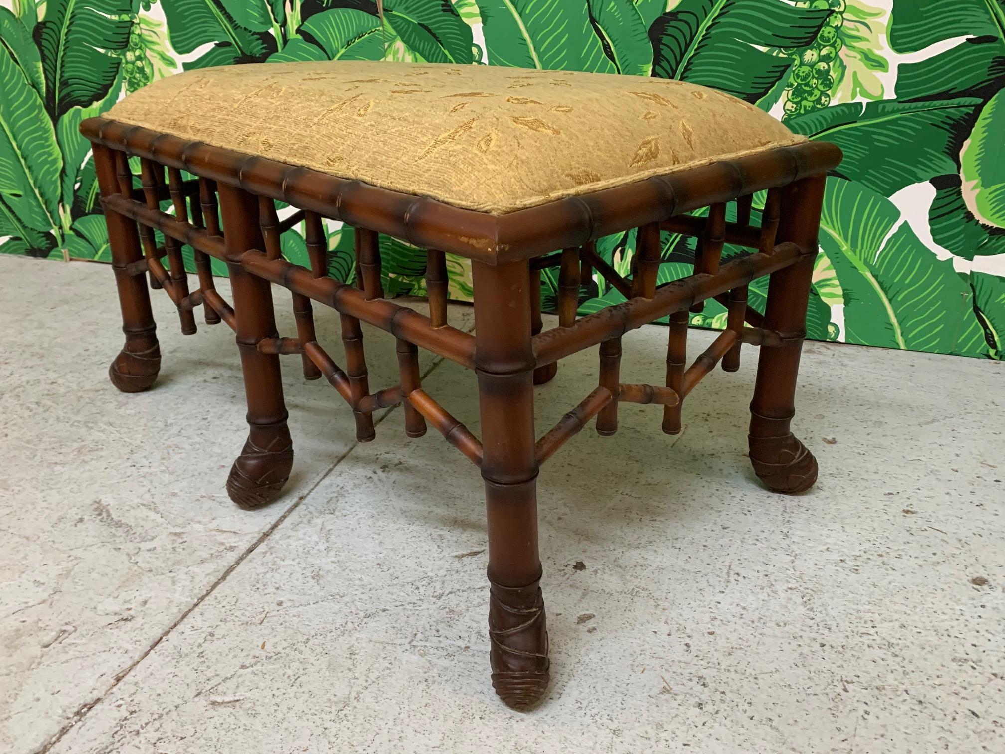 Hollywood Regency Faux Bamboo Pavilion Style Bench