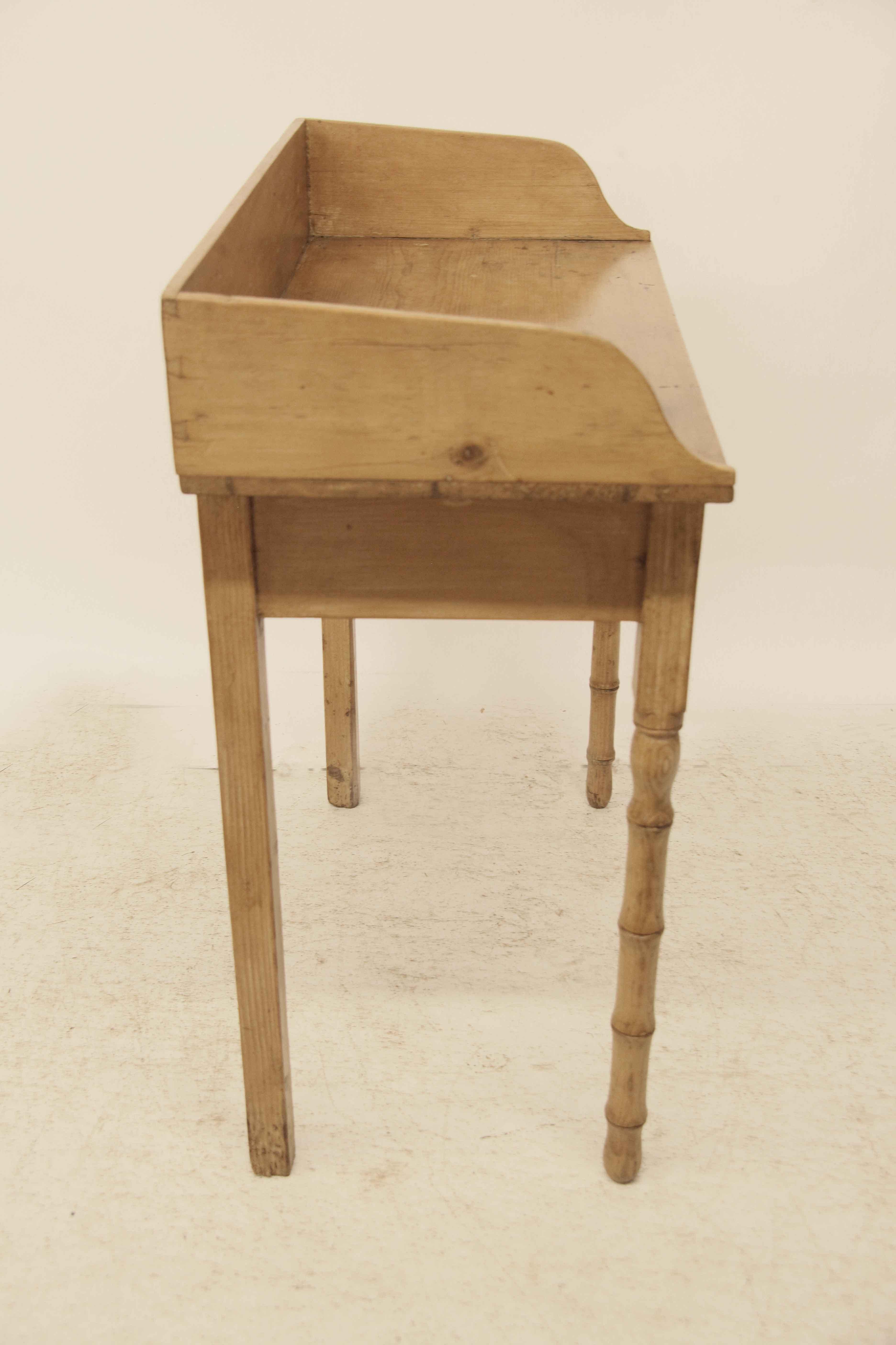 English Faux Bamboo Pine One Drawer Table