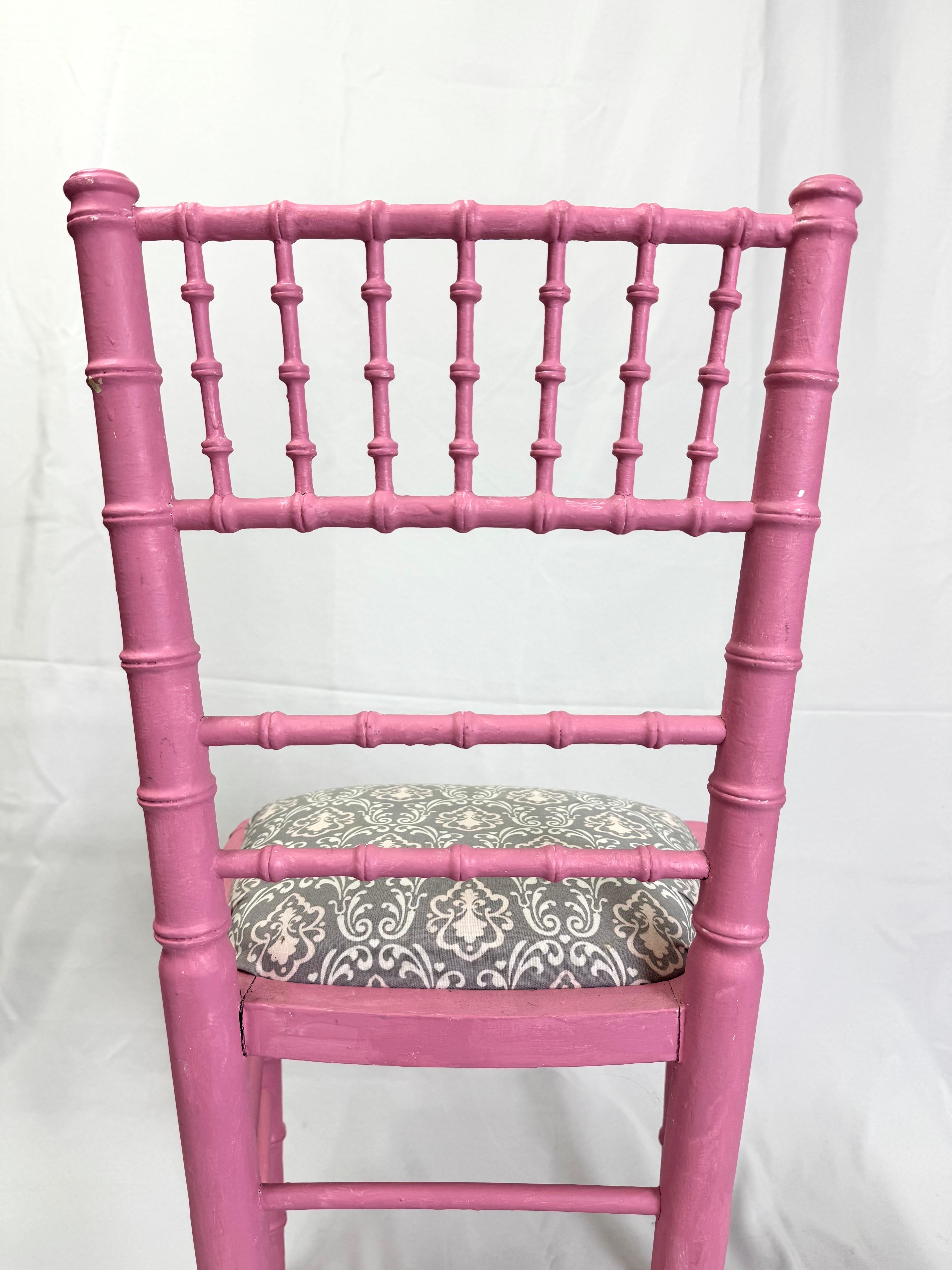 Faux Bamboo Pink Desk or Vanity Chair For Sale 4