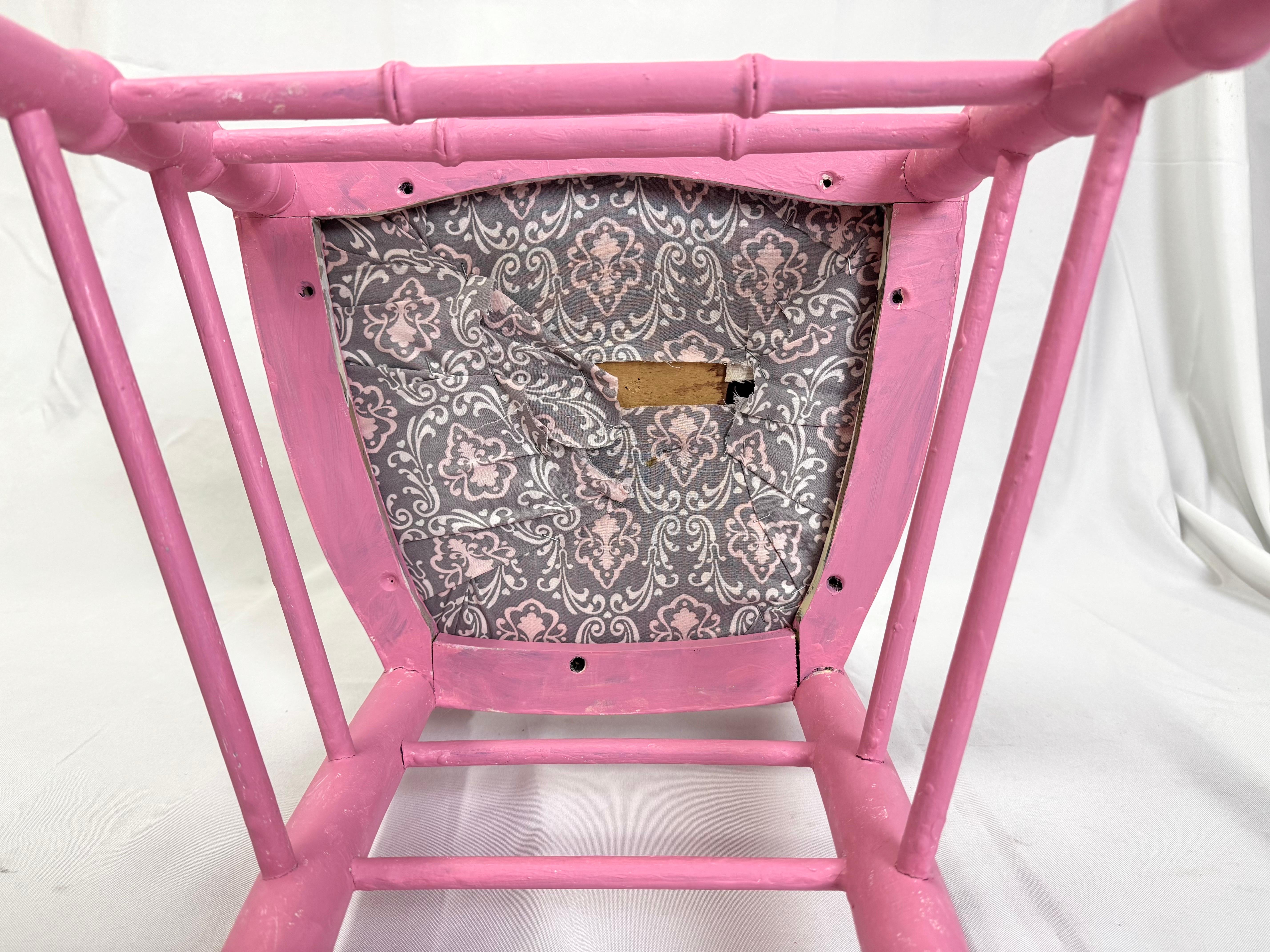 Faux Bamboo Pink Desk or Vanity Chair For Sale 7