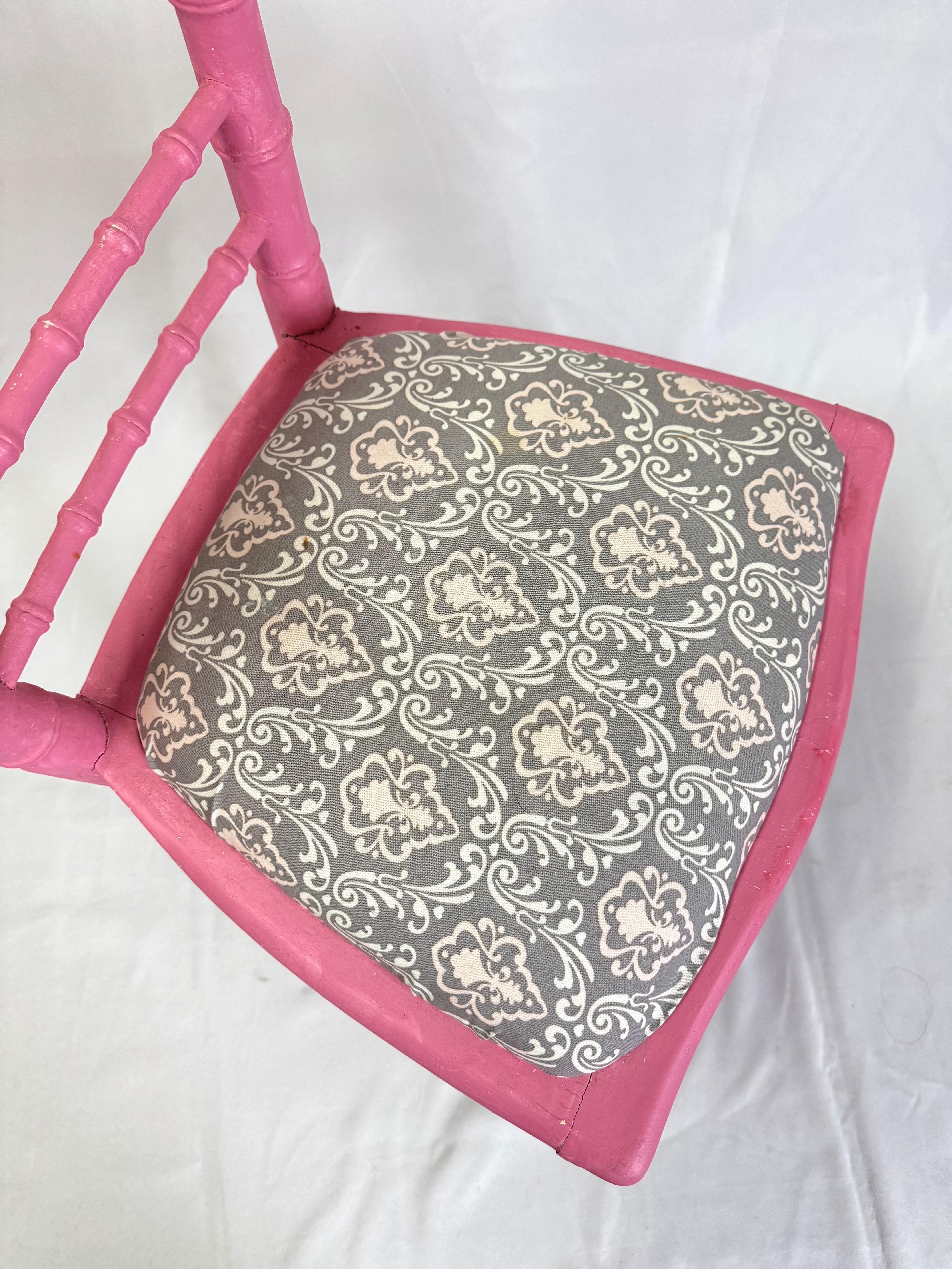 Faux Bamboo Pink Desk or Vanity Chair For Sale 9