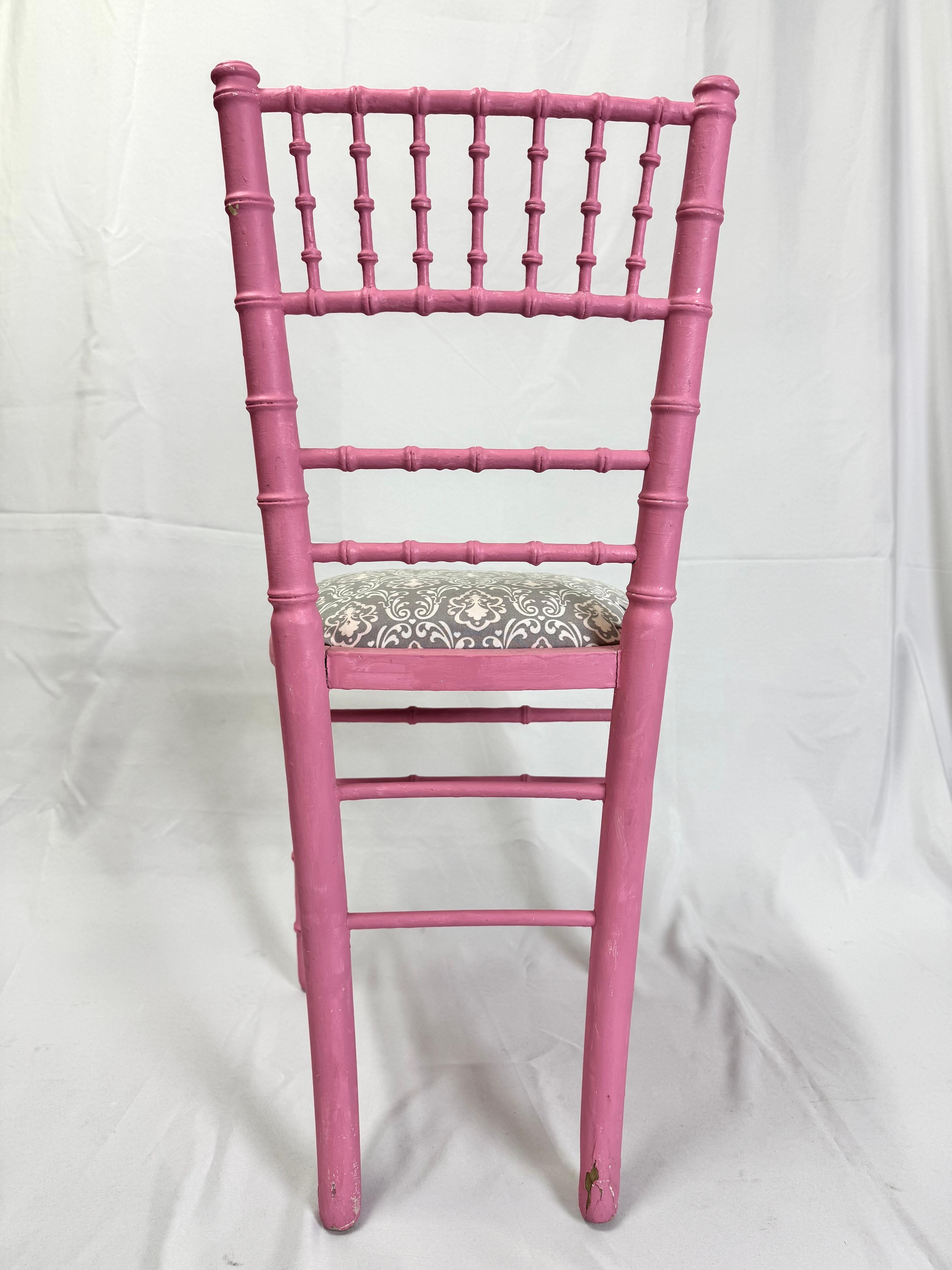 Faux Bamboo Pink Desk or Vanity Chair For Sale 1