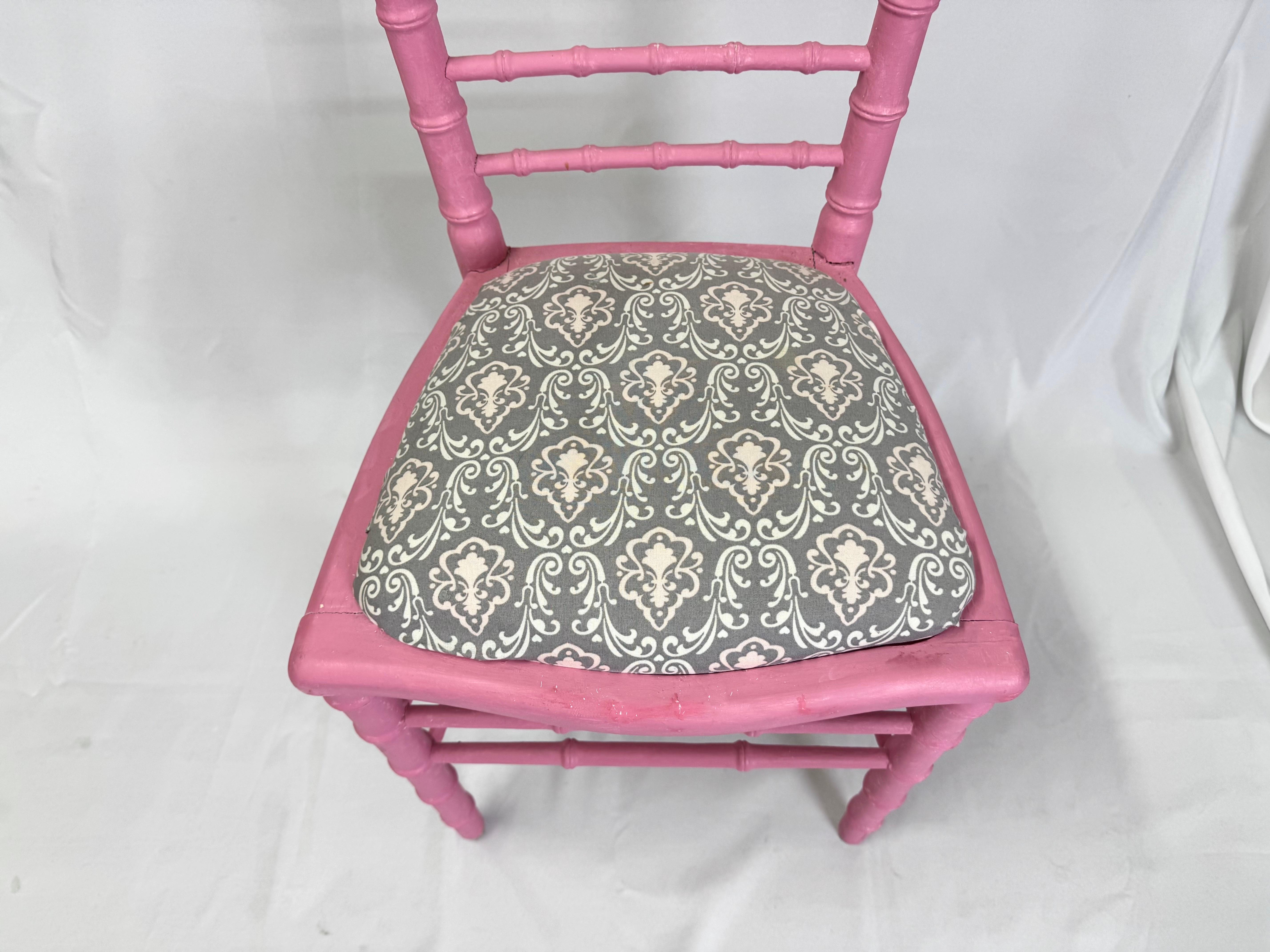 Faux Bamboo Pink Desk or Vanity Chair For Sale 3