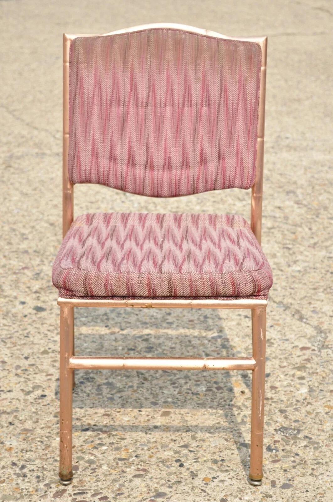 Faux Bamboo Pink Rose Gold Upholstered Banquet Dining Chairs by Shelby Williams (Unbekannt) im Angebot