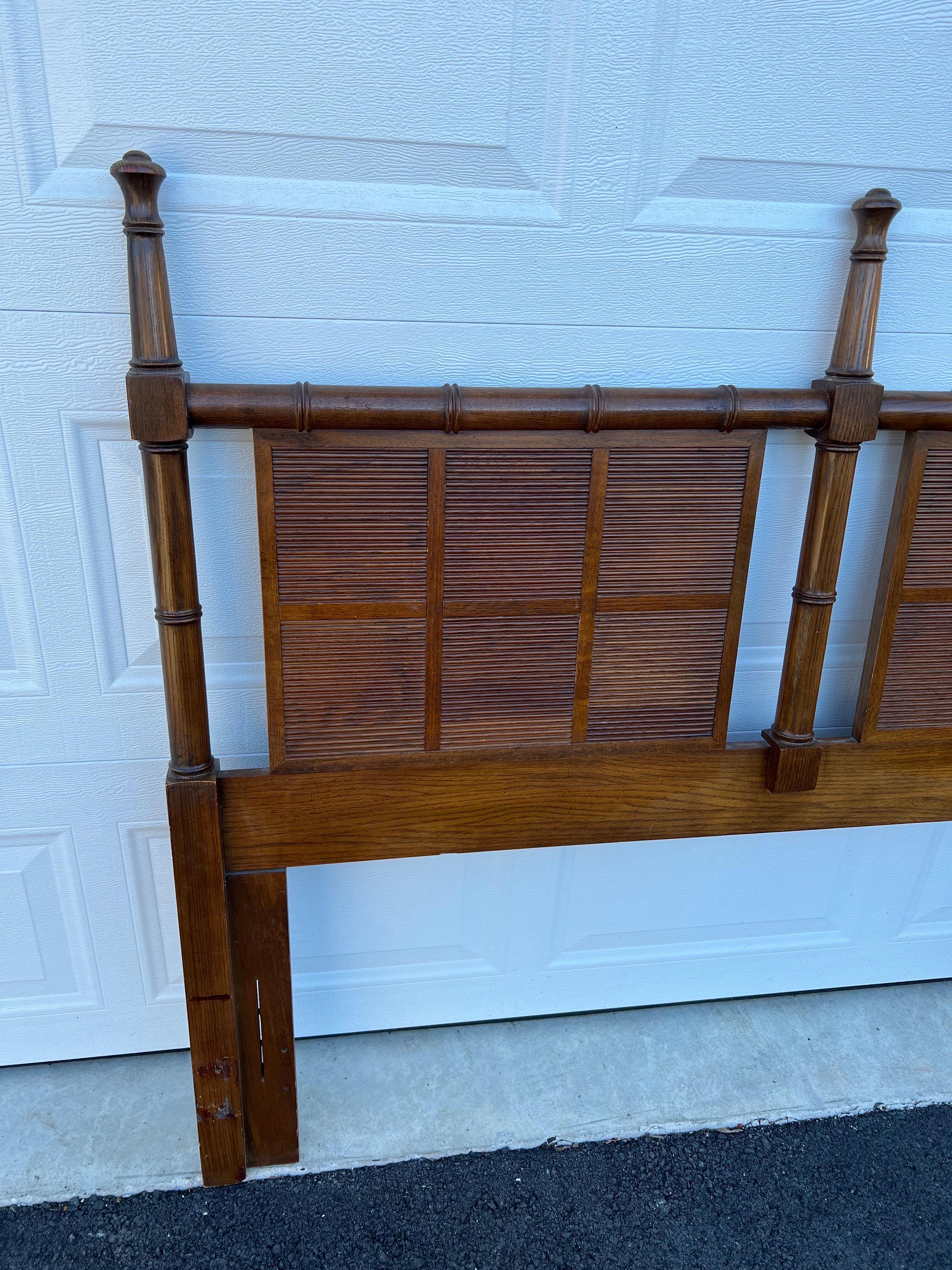 Mid-Century Modern Faux Bamboo Queen Headboard by Dixie For Sale