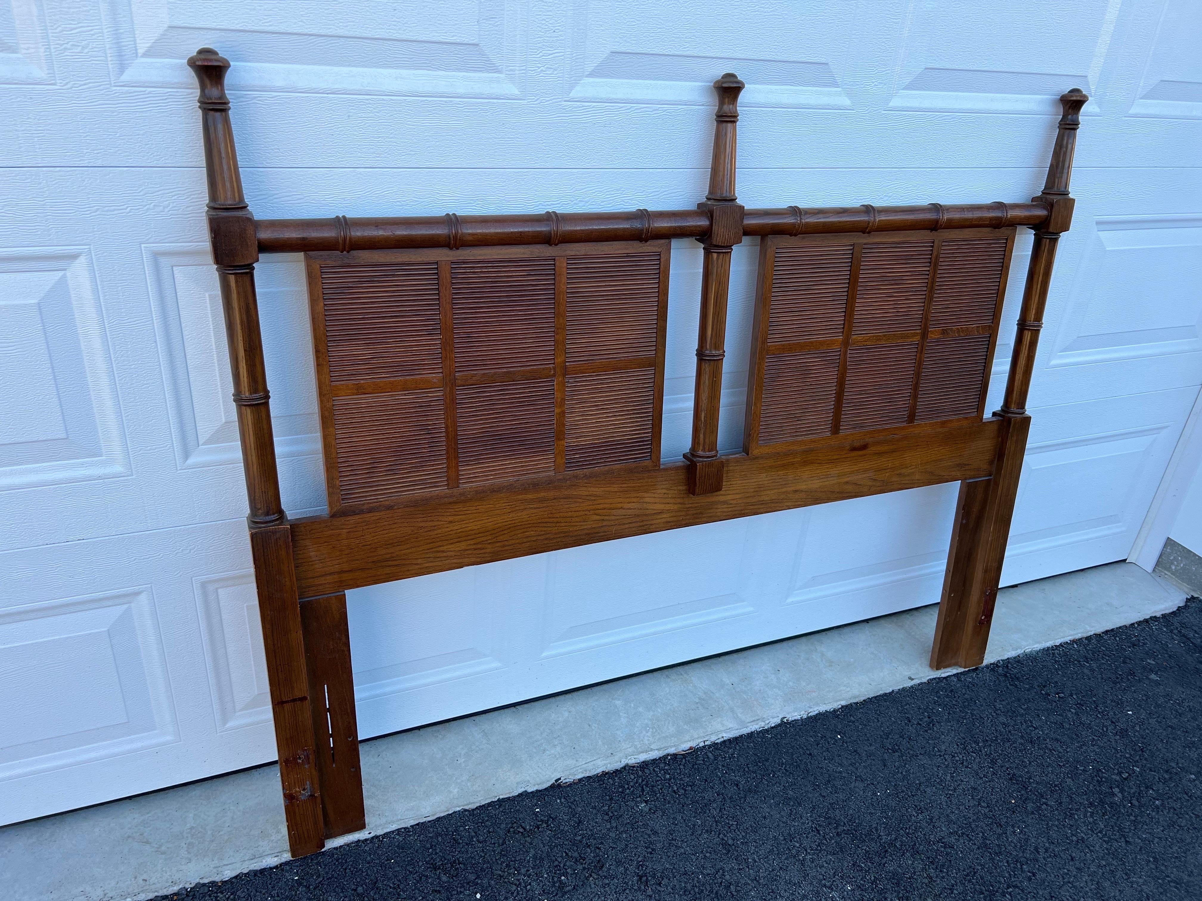 Late 20th Century Faux Bamboo Queen Headboard by Dixie For Sale