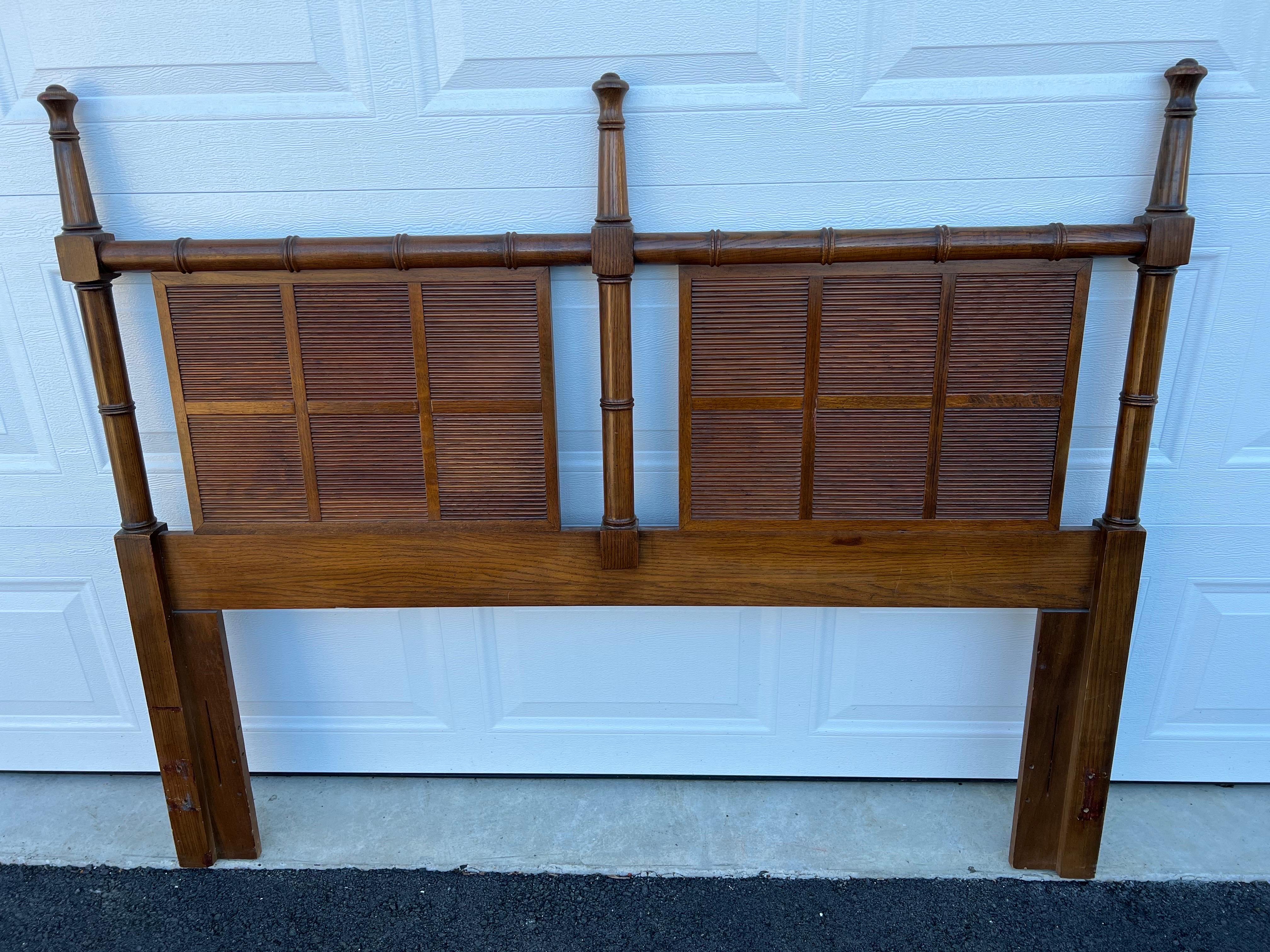 Wood Faux Bamboo Queen Headboard by Dixie For Sale