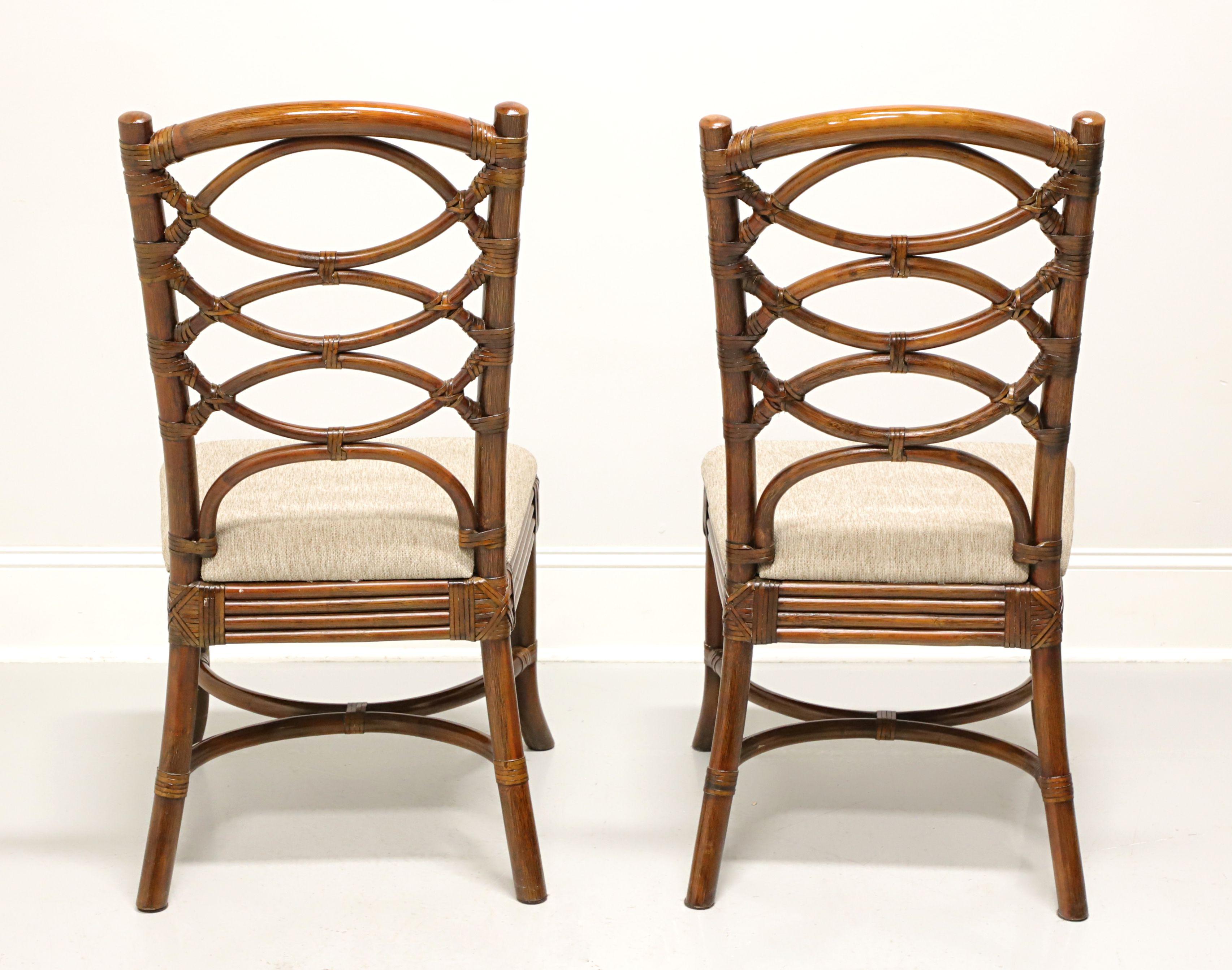Faux Bamboo Rattan Asian Influenced Dining Side Chairs - Pair In Good Condition In Charlotte, NC