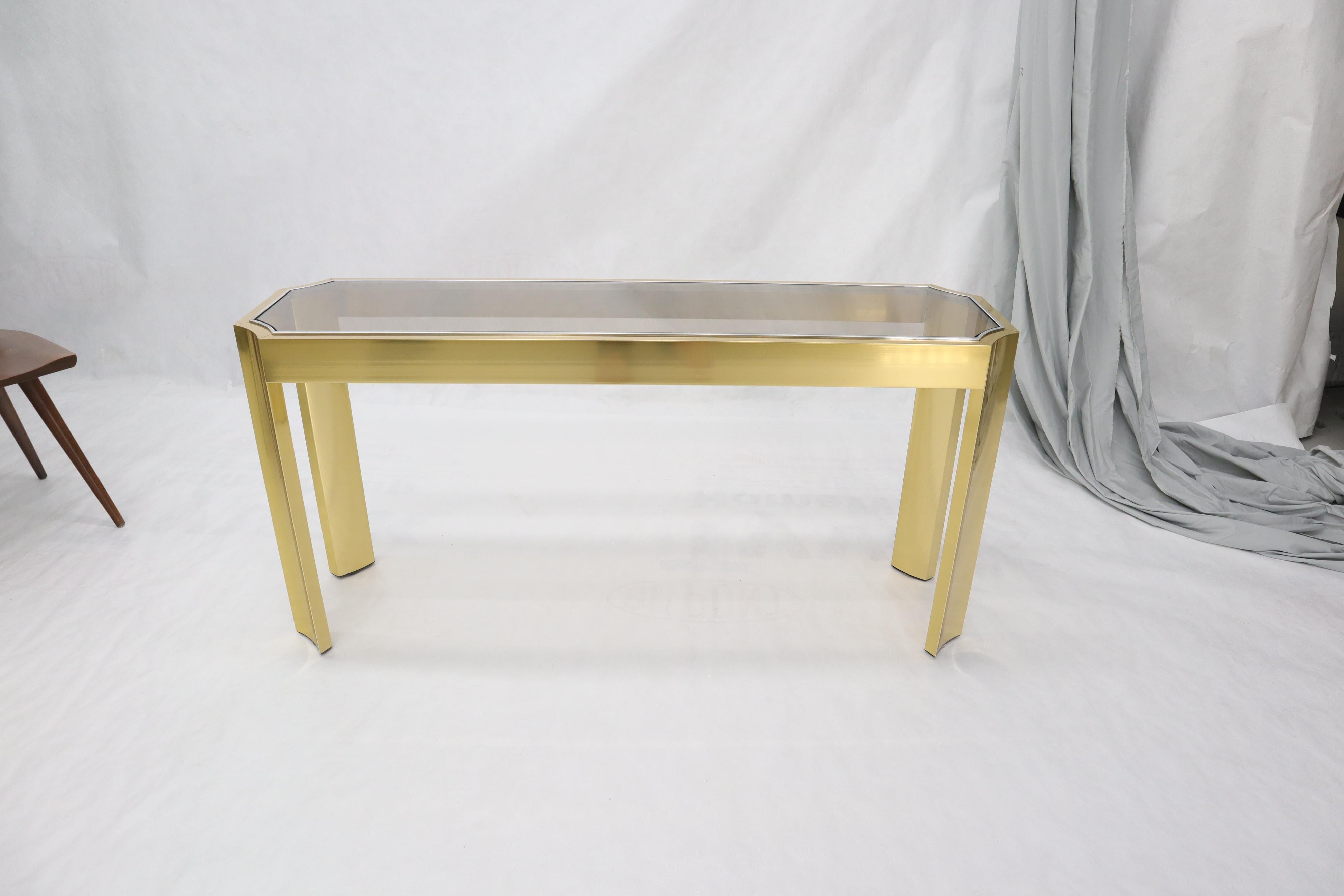 Faux Bamboo Rectangular Brass and Chrome Glass Top Coffee Table For Sale 1