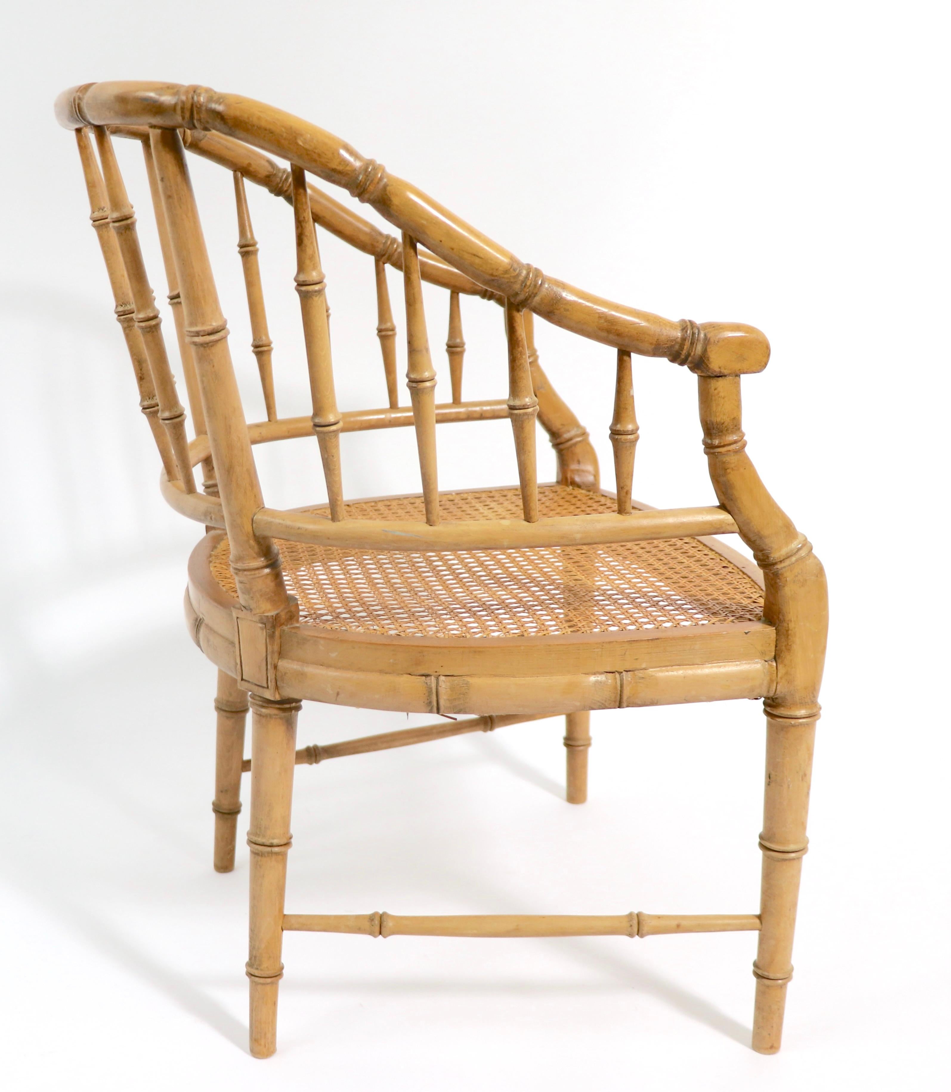 Cane Faux Bamboo Regency Style Chair For Sale