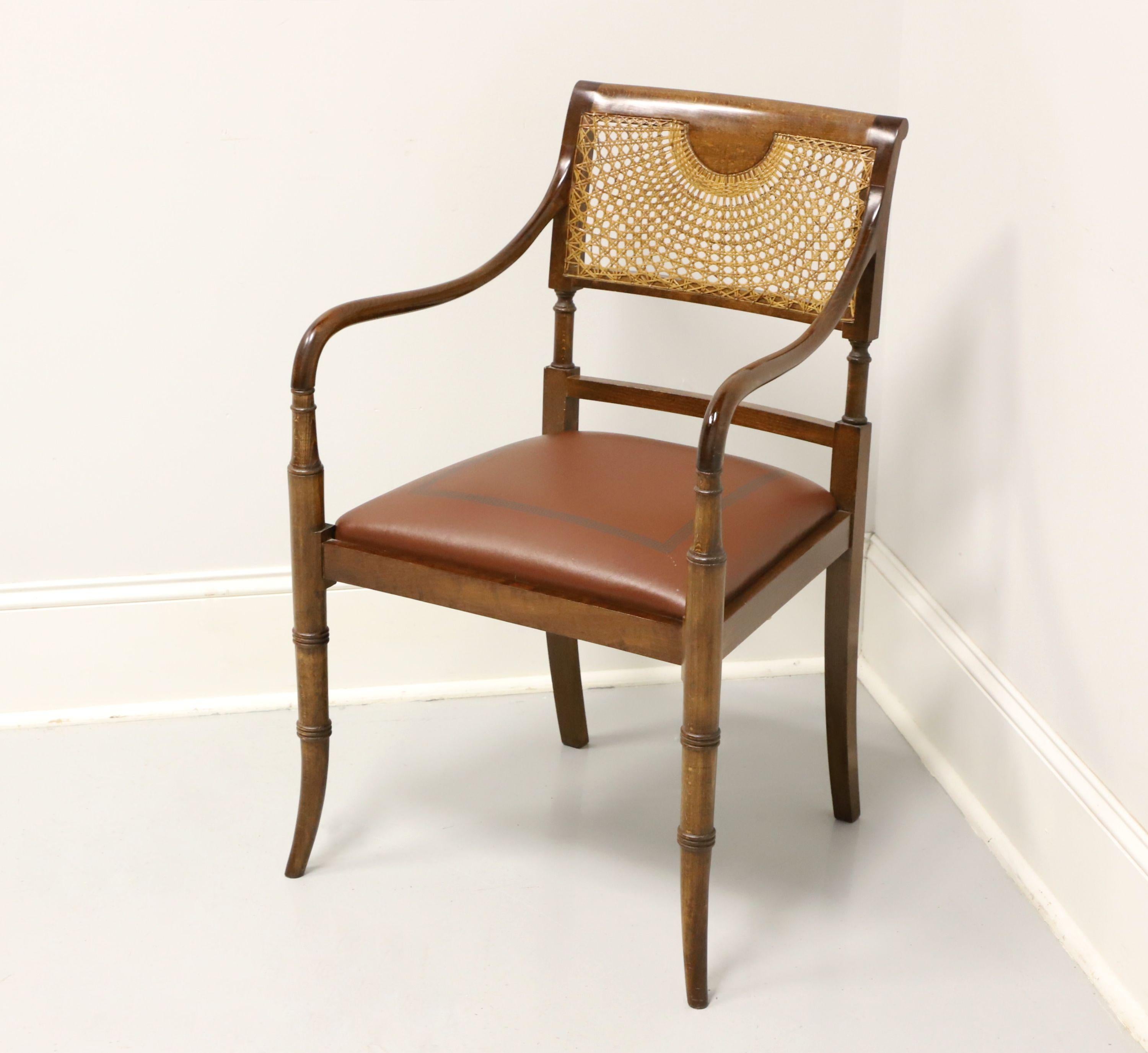 Asian Faux Bamboo Regency Style Spider Web Cane Armchair