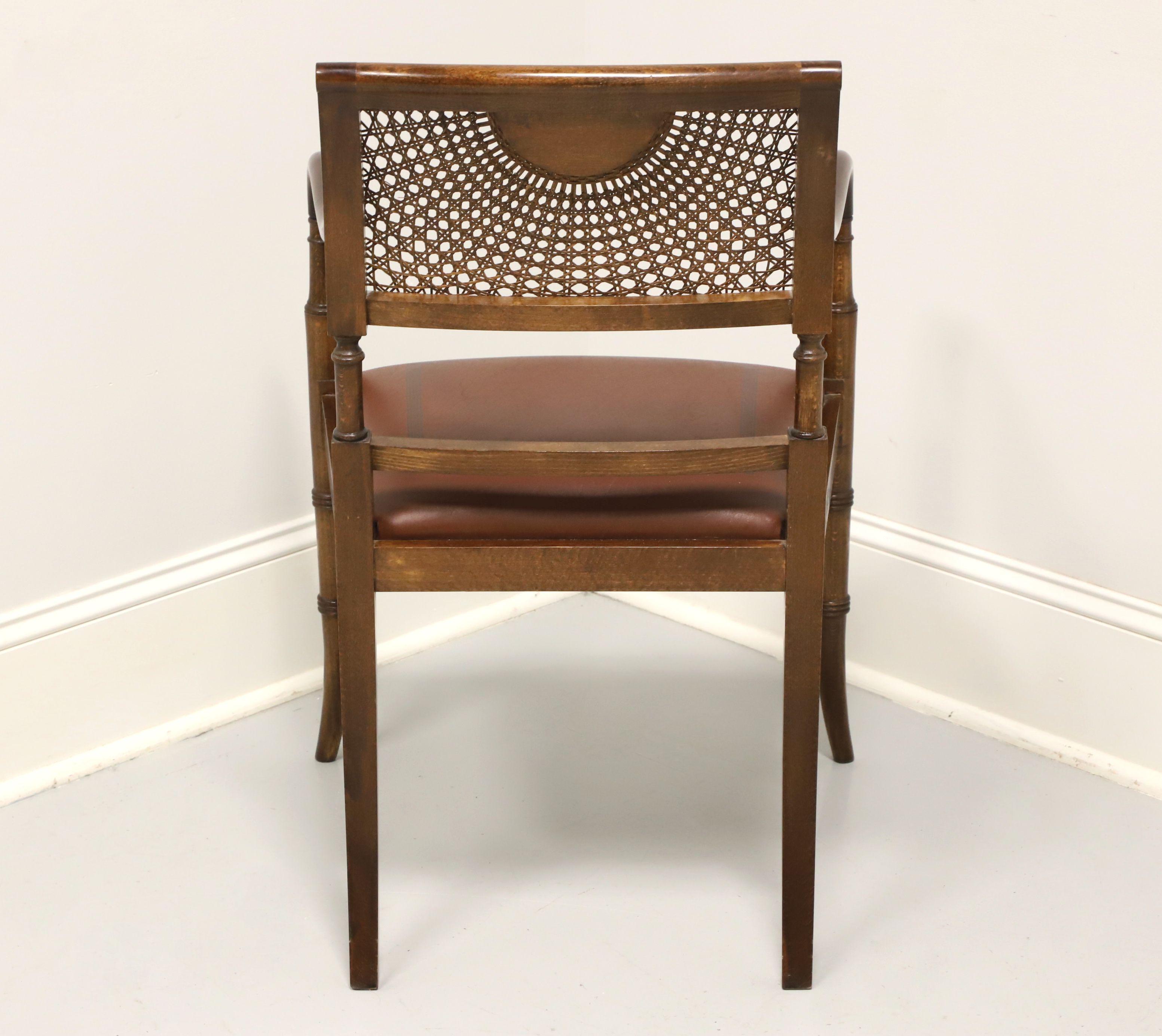 Faux Bamboo Regency Style Spider Web Cane Armchair In Good Condition In Charlotte, NC