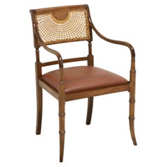 Faux Bamboo Regency Style Spider Web Cane Armchair