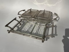 Juego de Servir Faux Bambú , Vidrio Pyrex, Plateado