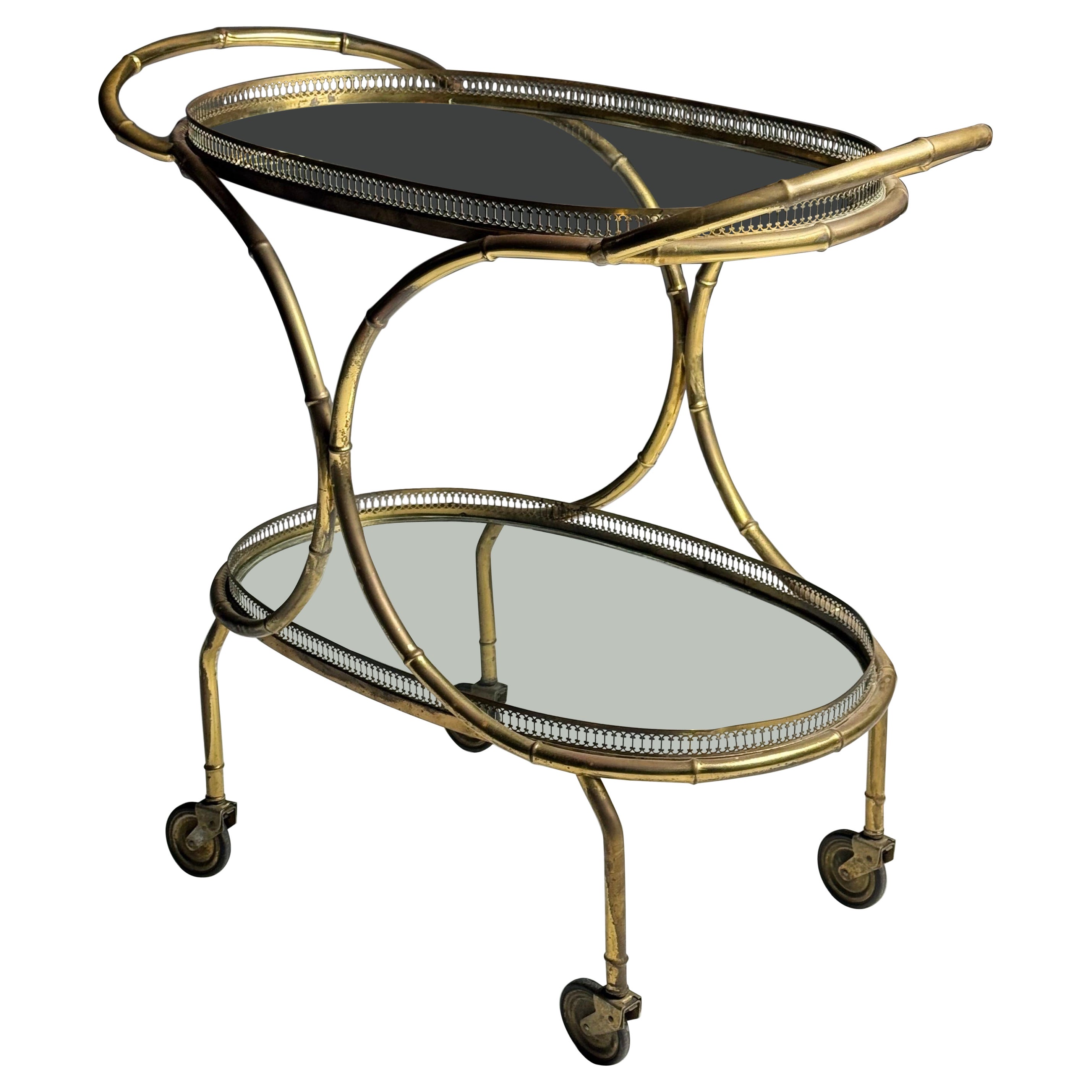 Faux Bamboo serving trolley For Sale