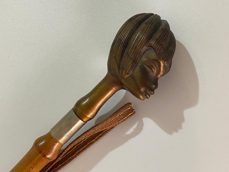 Faux Bamboo Shoe Horn, with Metal and Brass Ornaments, France 1970 For