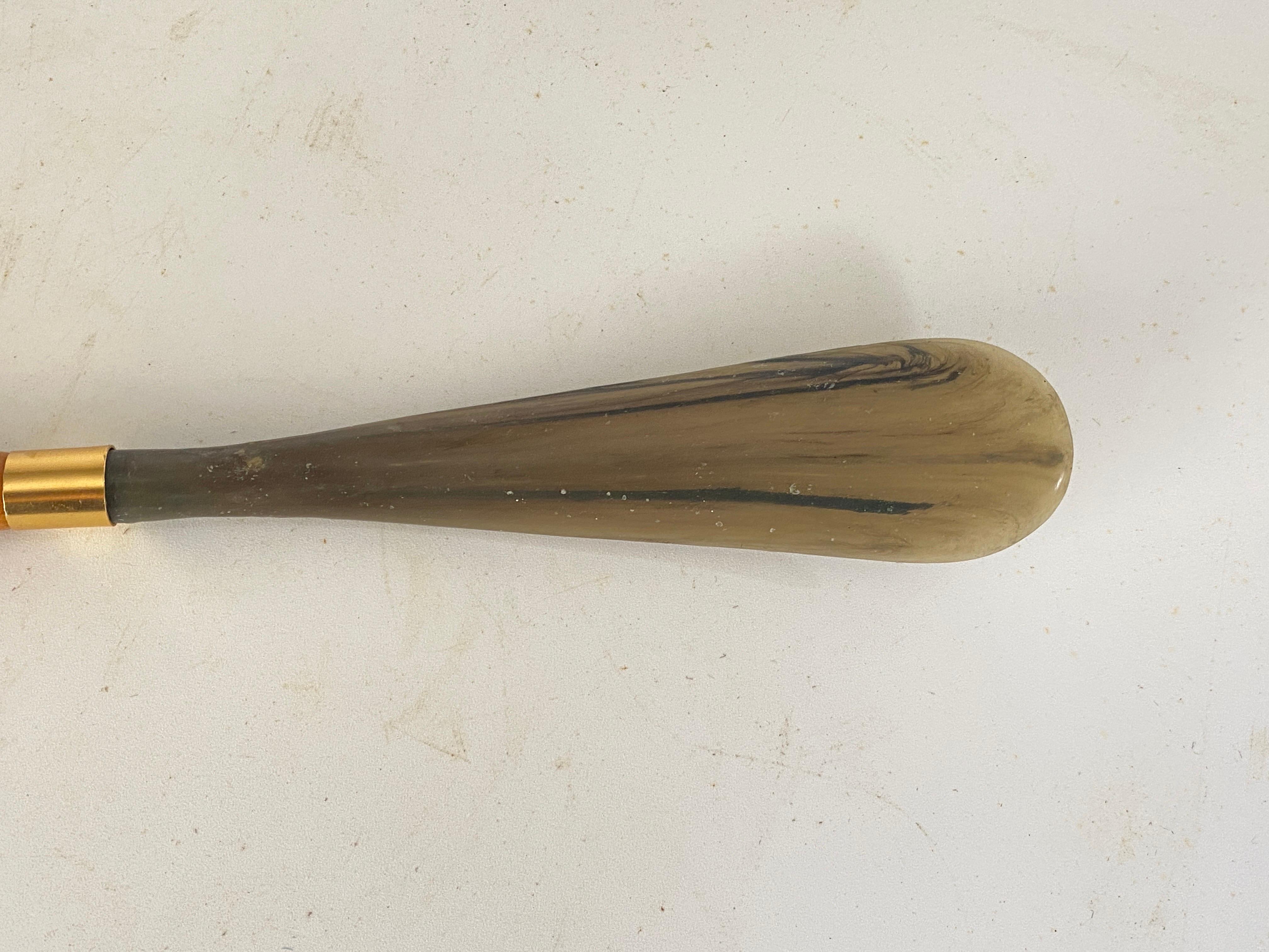 Faux Bamboo Shoe Horn, with Metal and Brass Ornaments, France 1970 For Sale 1